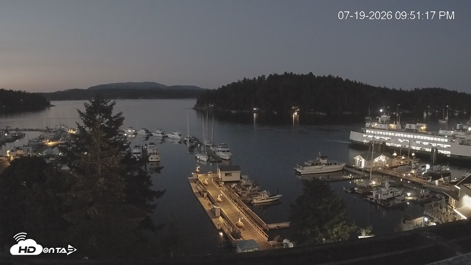 Snapshot of Friday Harbor - San Juan Island Live Webcam taken Jul 19, 2026, 9:52pm PDT