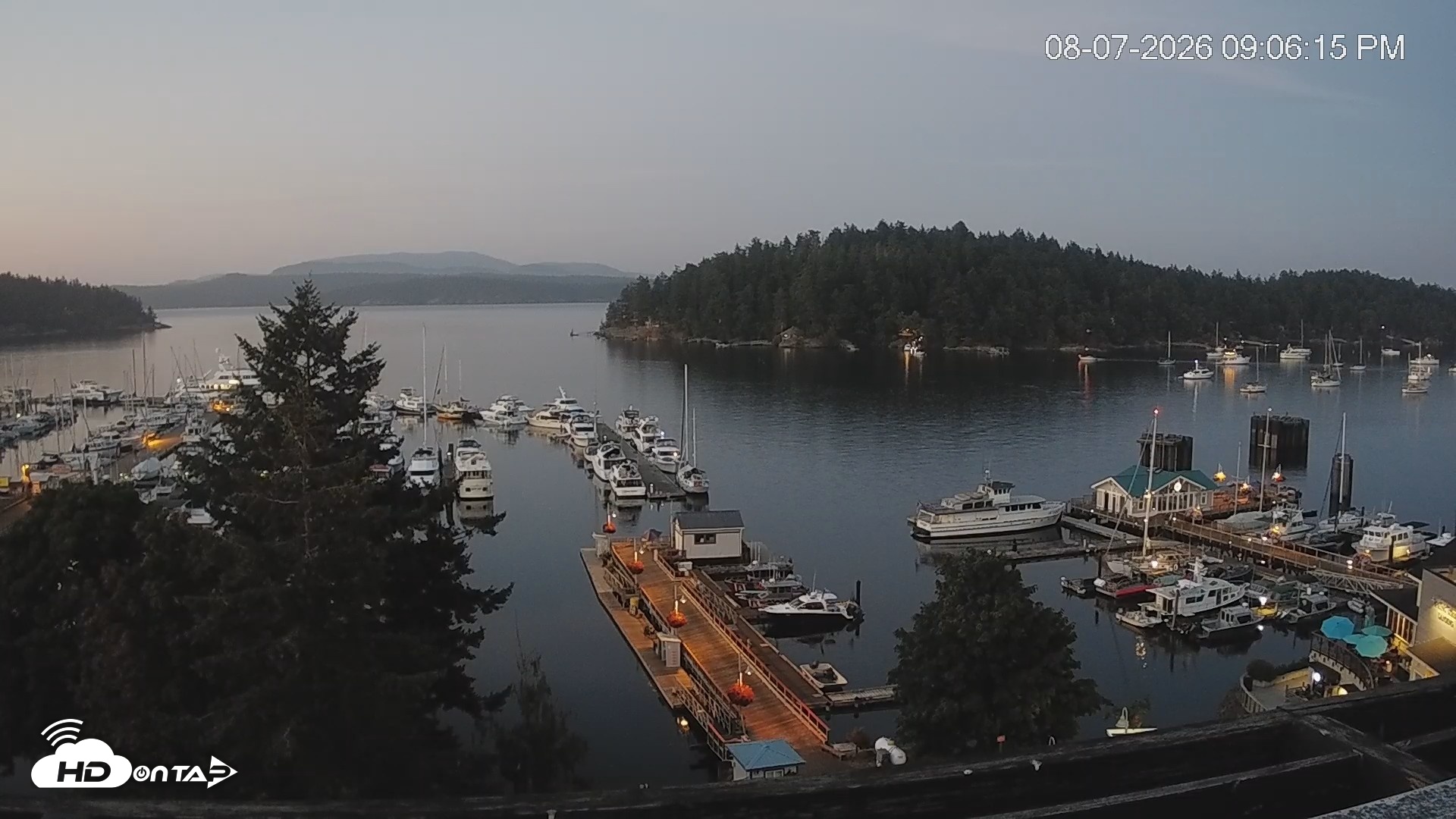 Snapshot of Friday Harbor - San Juan Island Live Webcam taken Aug 7, 2026, 9:06pm PDT