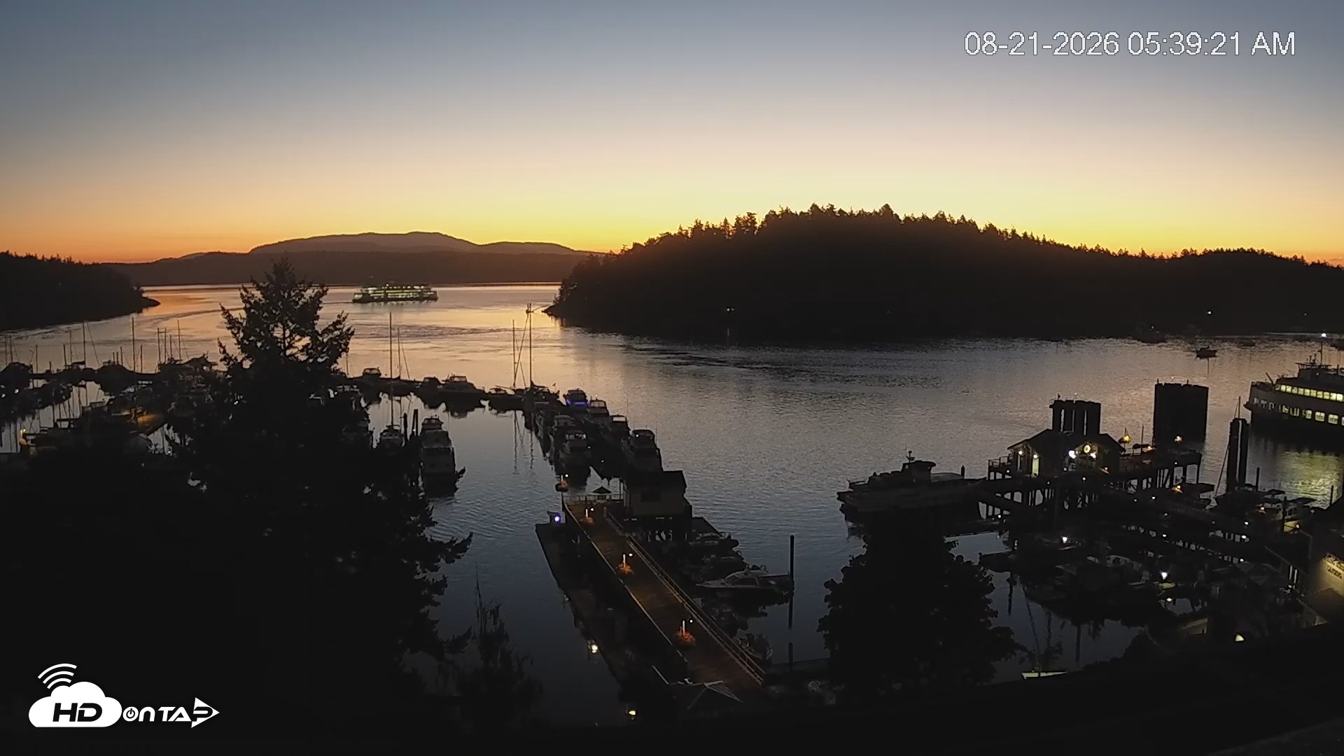 Snapshot of Friday Harbor - San Juan Island Live Webcam taken Aug 21, 2026, 5:40am PDT