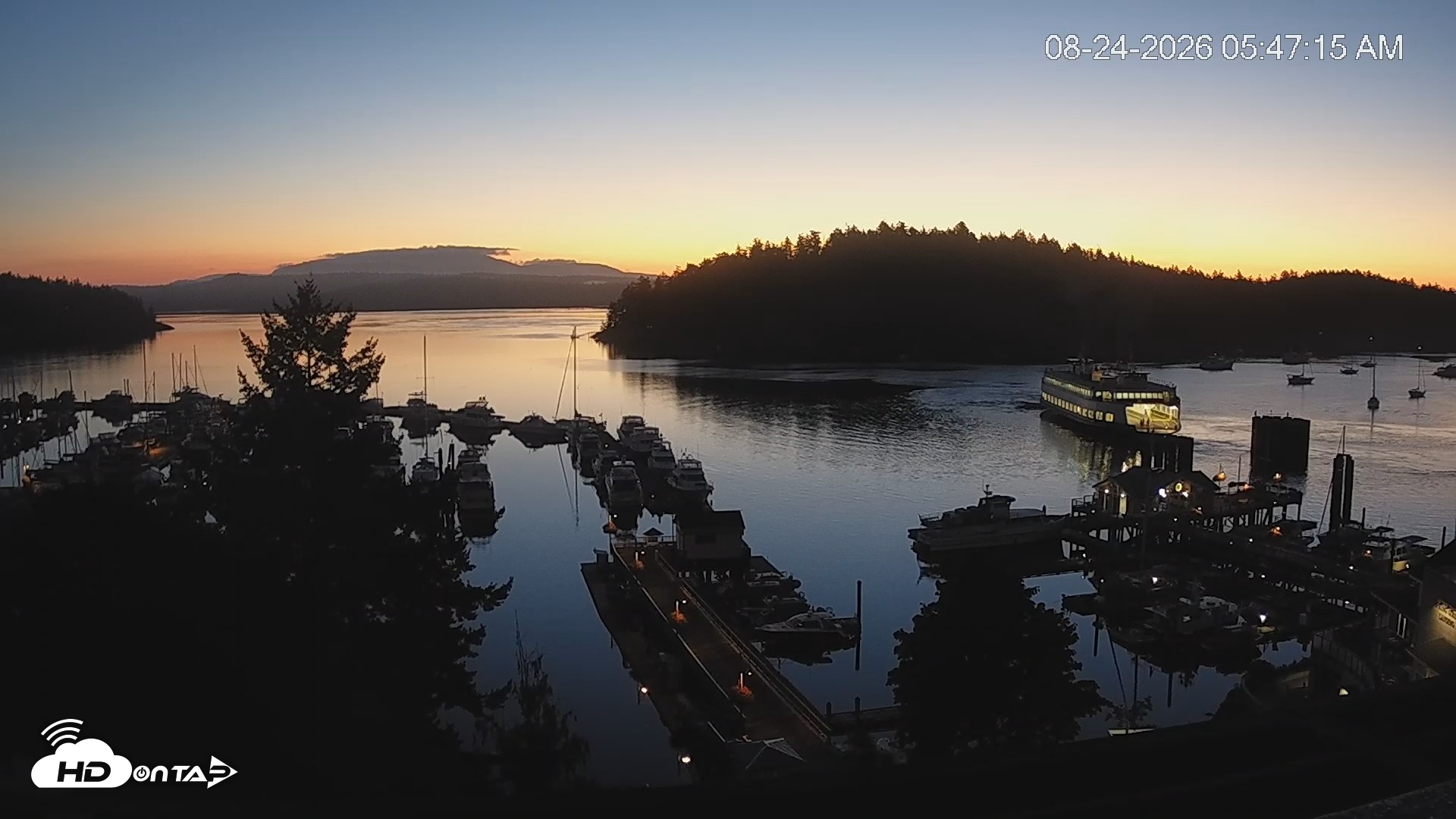 Snapshot of Friday Harbor - San Juan Island Live Webcam taken Aug 24, 2026, 5:48am PDT