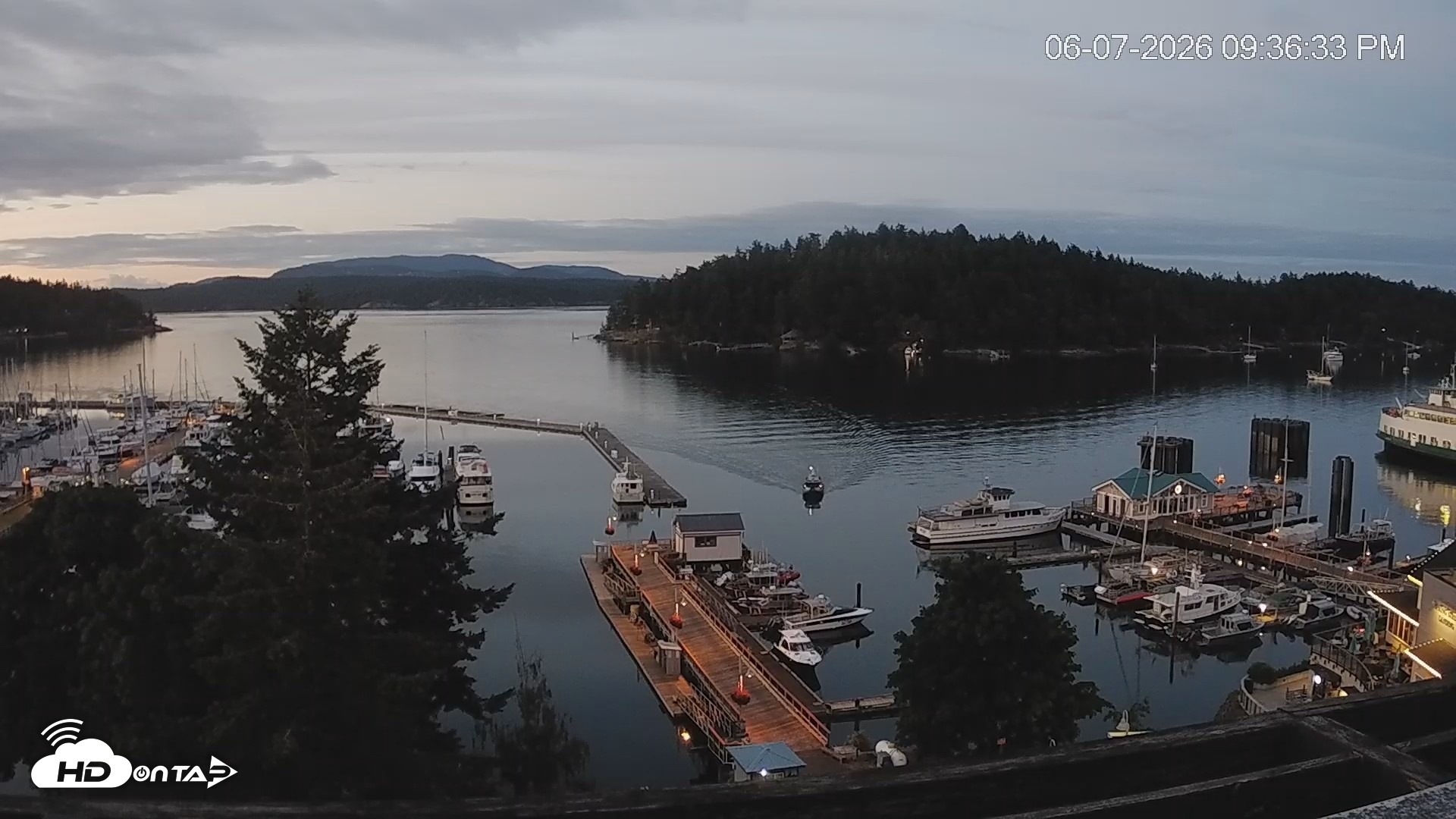 Snapshot of Friday Harbor - San Juan Island Live Webcam taken Jun 7, 2026, 9:37pm PDT
