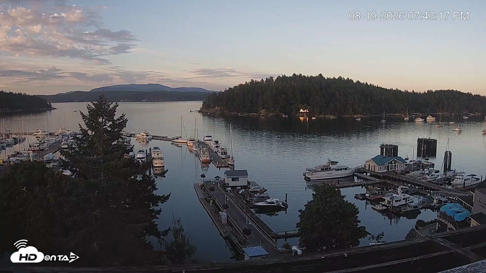 Snapshot of Friday Harbor - San Juan Island Live Webcam taken Aug 19, 2026, 7:44pm PDT