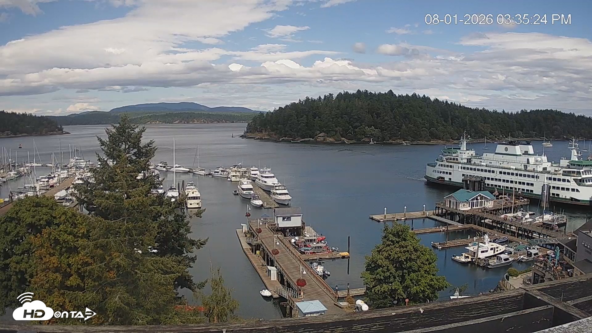 Snapshot of Friday Harbor - San Juan Island Live Webcam taken Aug 1, 2026, 3:36pm PDT