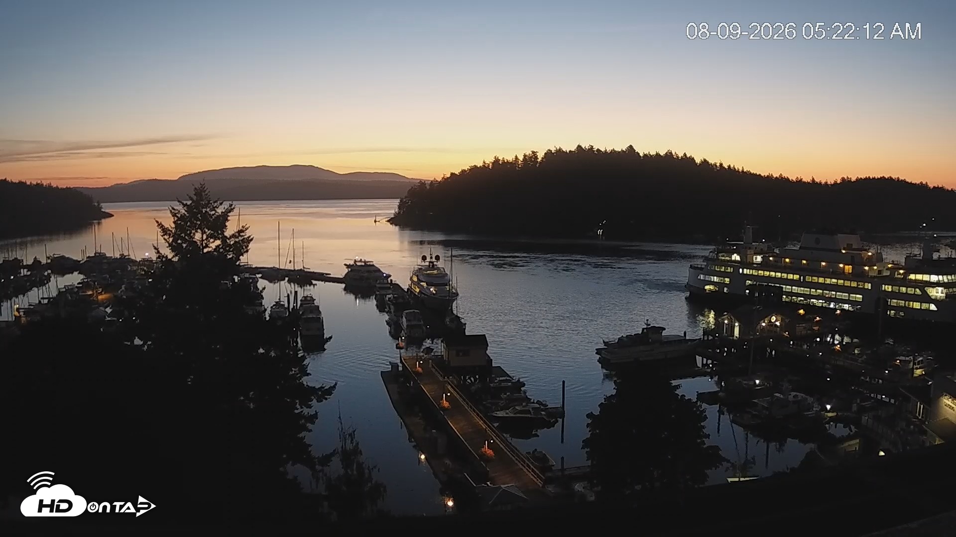 Snapshot of Friday Harbor - San Juan Island Live Webcam taken Aug 9, 2026, 5:23am PDT