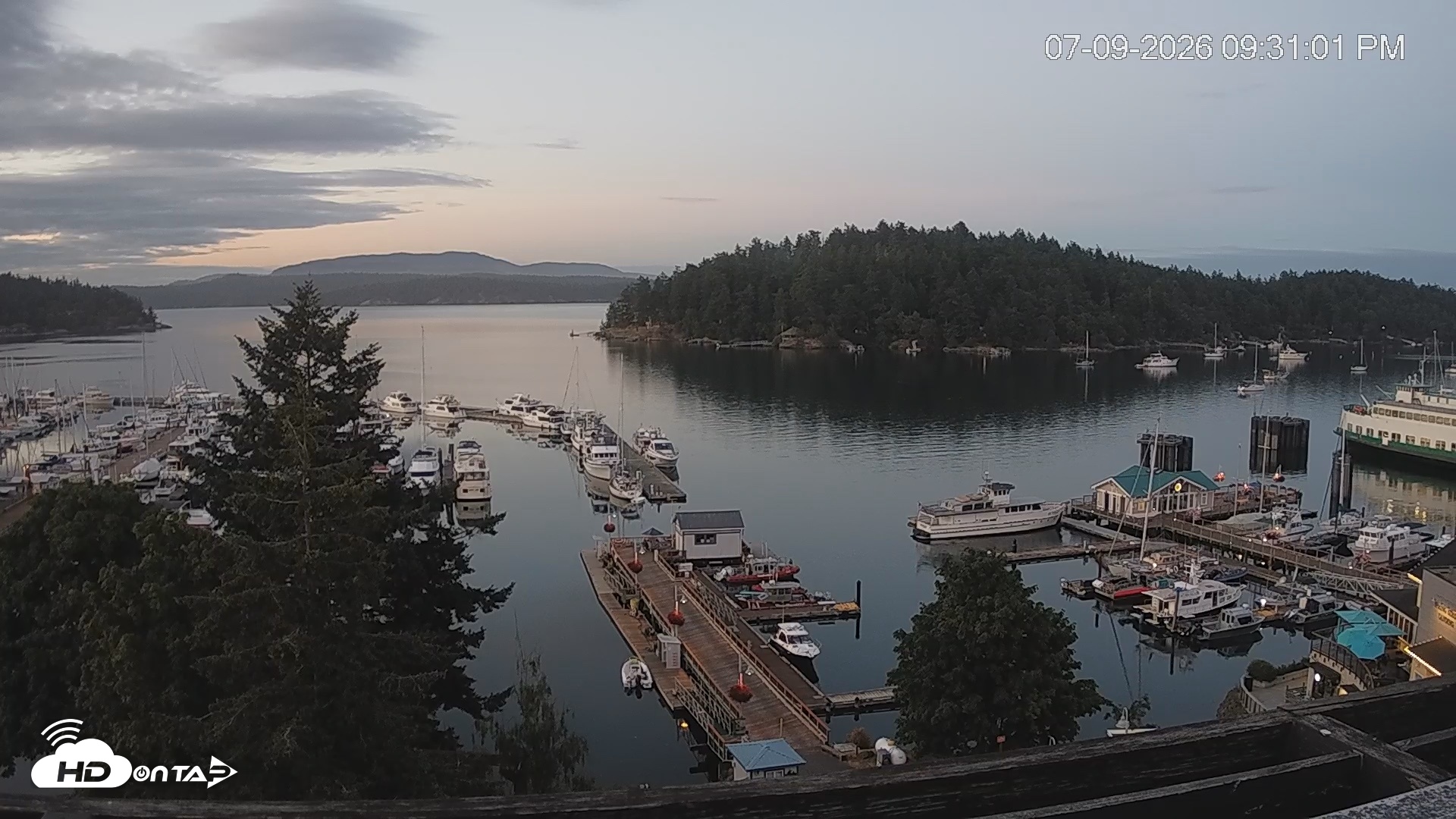 Snapshot of Friday Harbor - San Juan Island Live Webcam taken Jul 9, 2026, 9:31pm PDT