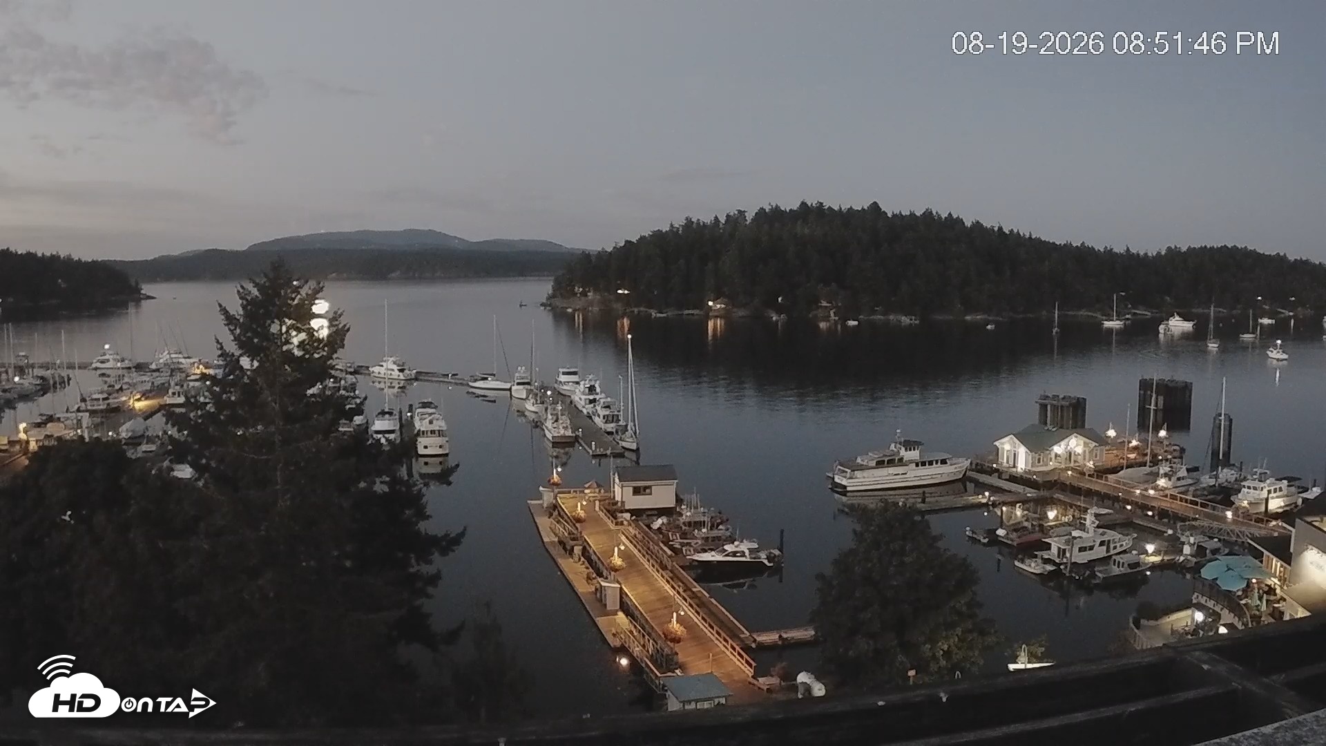 Snapshot of Friday Harbor - San Juan Island Live Webcam taken Aug 19, 2026, 8:52pm PDT