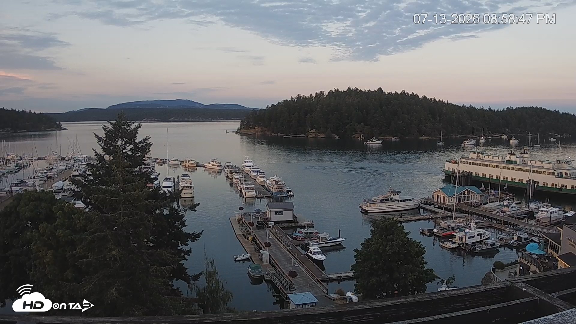 Snapshot of Friday Harbor - San Juan Island Live Webcam taken Jul 13, 2026, 8:59pm PDT