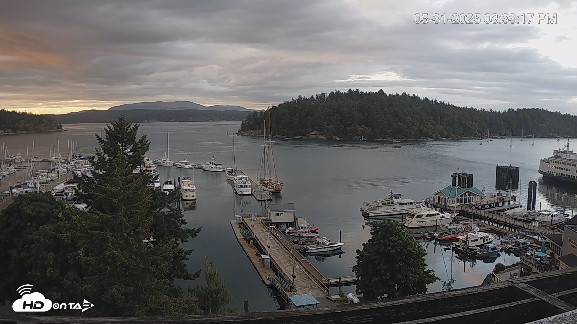 Snapshot of Friday Harbor - San Juan Island Live Webcam taken May 31, 2025, 8:33pm PDT