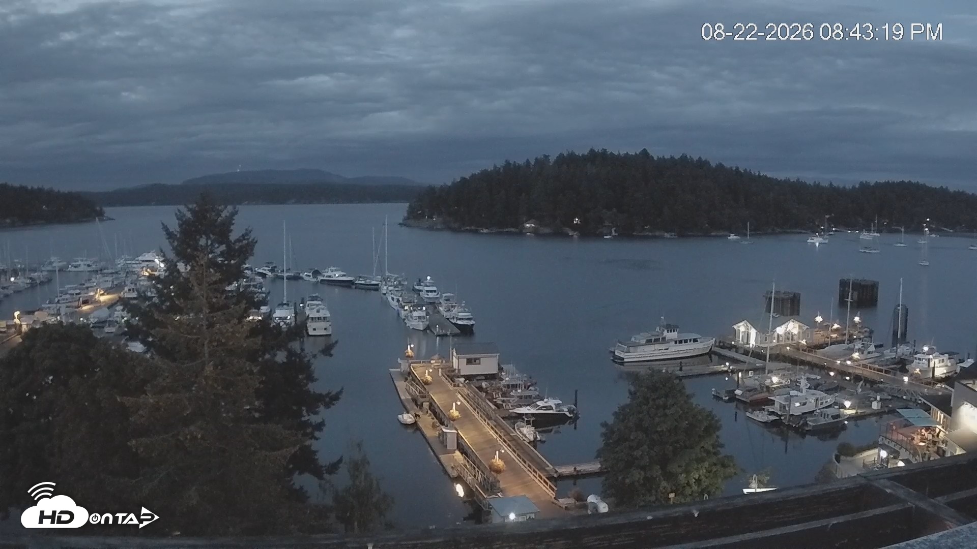 Snapshot of Friday Harbor - San Juan Island Live Webcam taken Aug 22, 2026, 8:44pm PDT