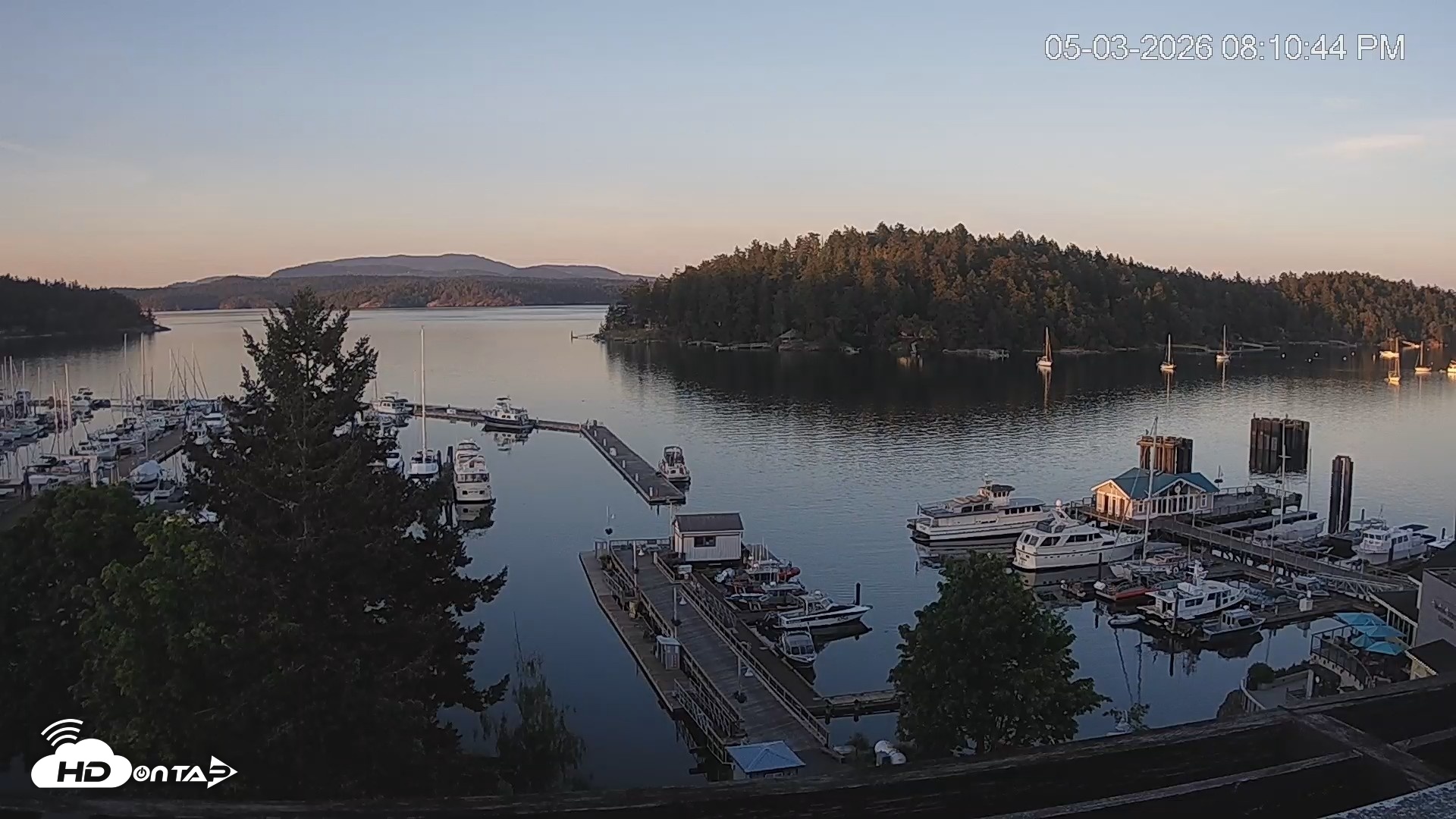 Snapshot of Friday Harbor - San Juan Island Live Webcam taken May 3, 2026, 8:11pm PDT
