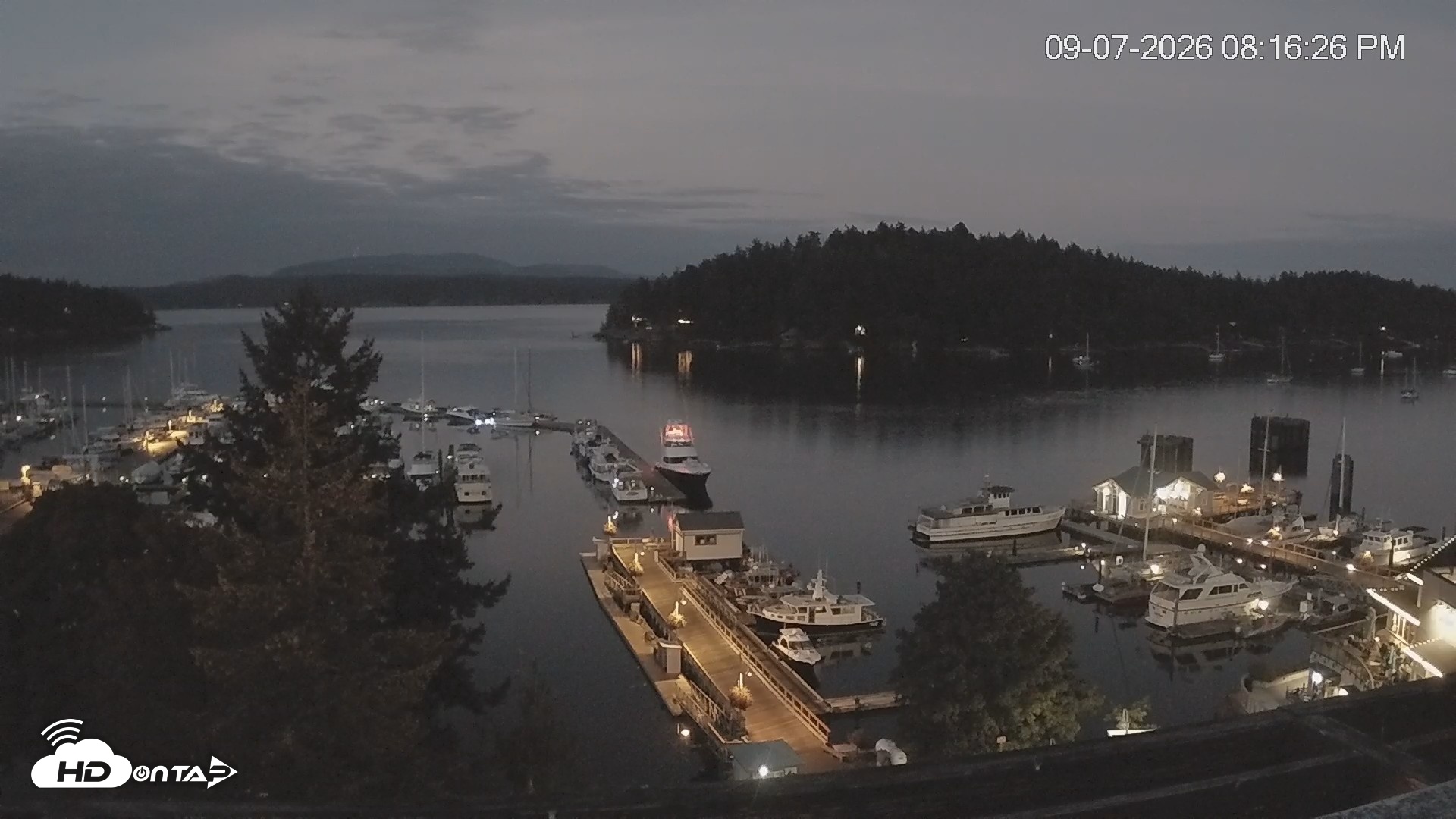 Snapshot of Friday Harbor - San Juan Island Live Webcam taken Sep 7, 2026, 8:17pm PDT
