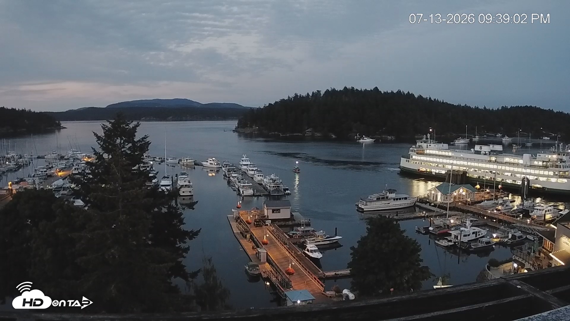 Snapshot of Friday Harbor - San Juan Island Live Webcam taken Jul 13, 2026, 9:39pm PDT