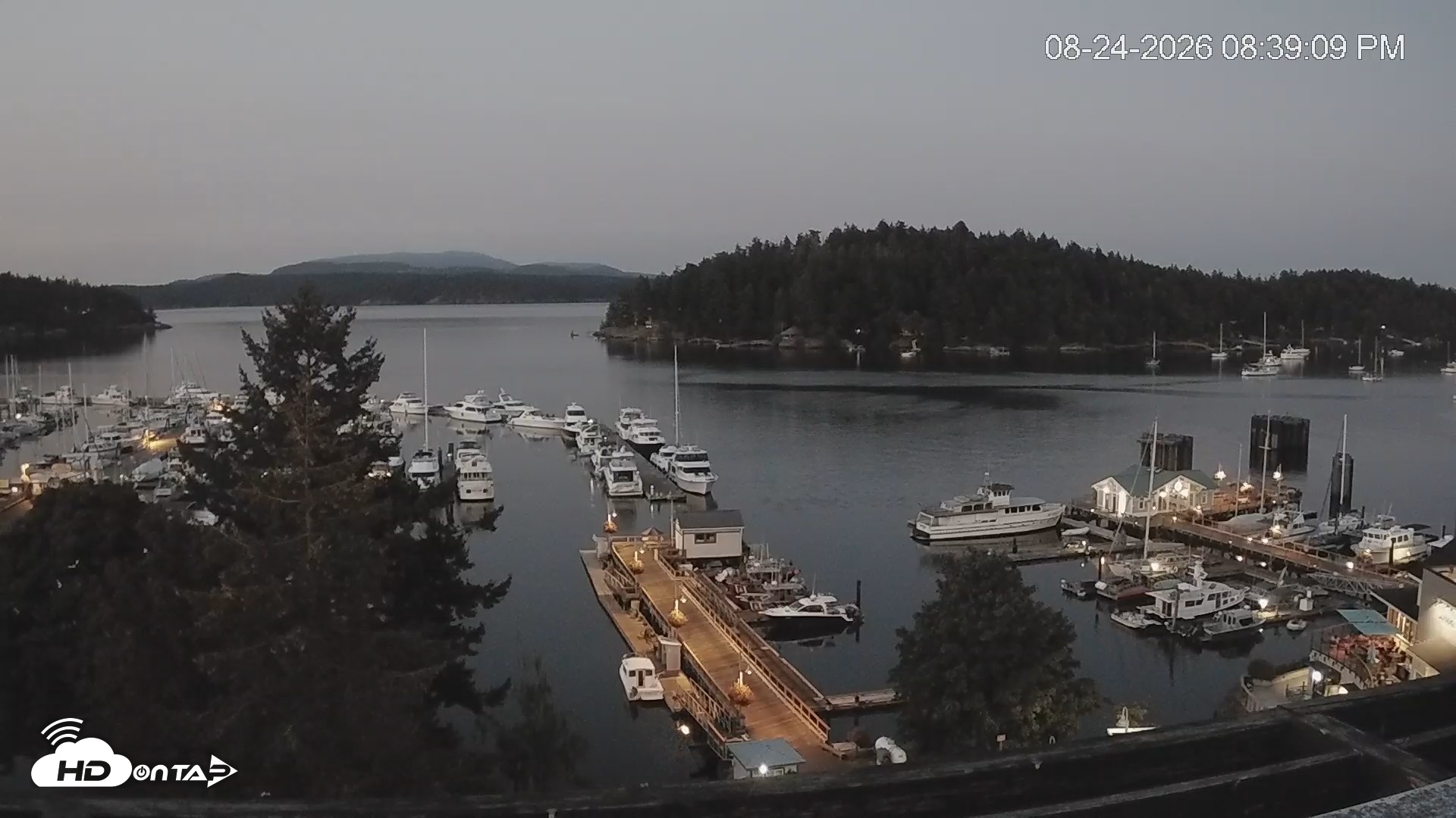 Snapshot of Friday Harbor - San Juan Island Live Webcam taken Aug 24, 2026, 8:39pm PDT