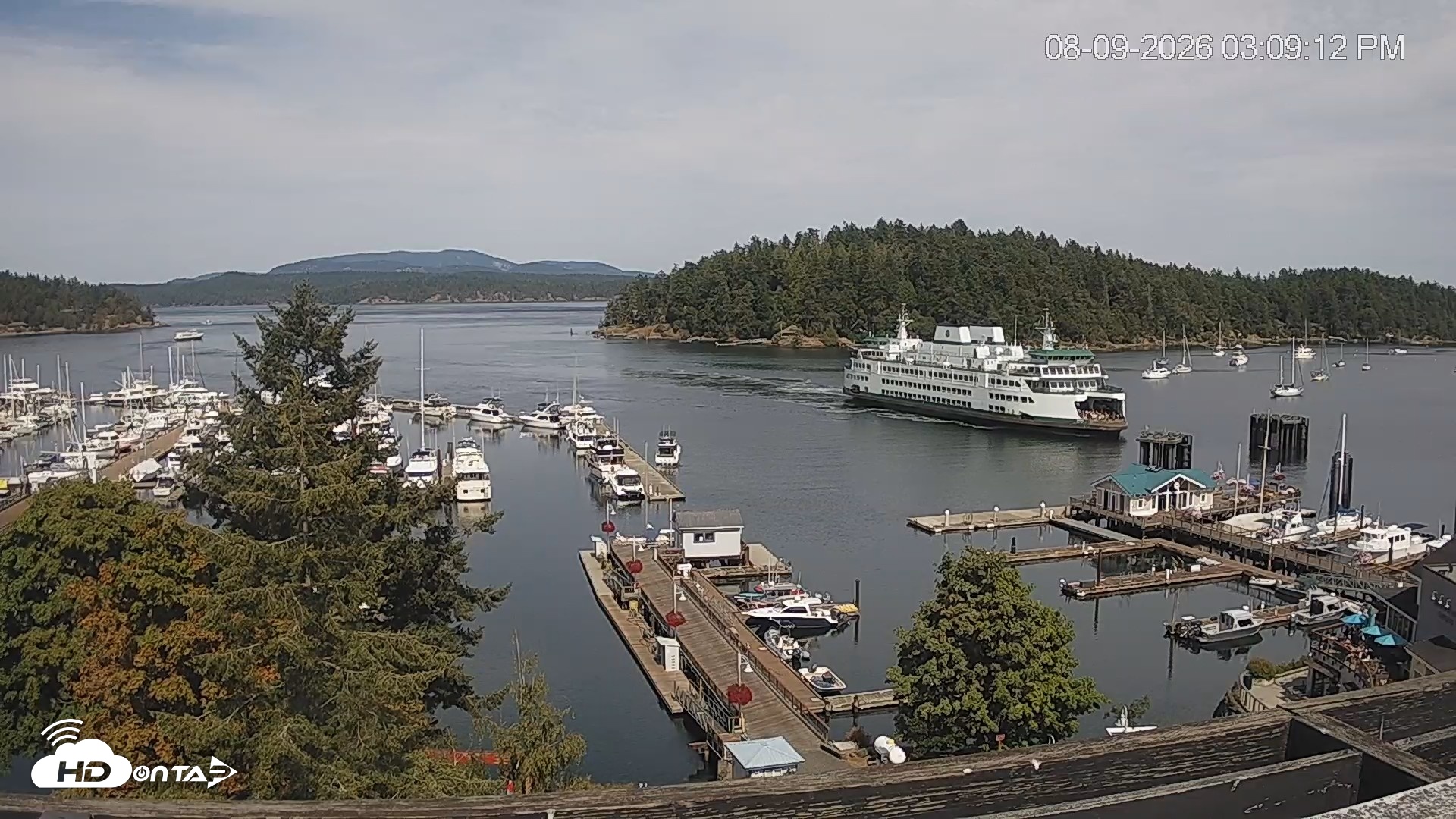 Snapshot of Friday Harbor - San Juan Island Live Webcam taken Aug 9, 2026, 3:10pm PDT