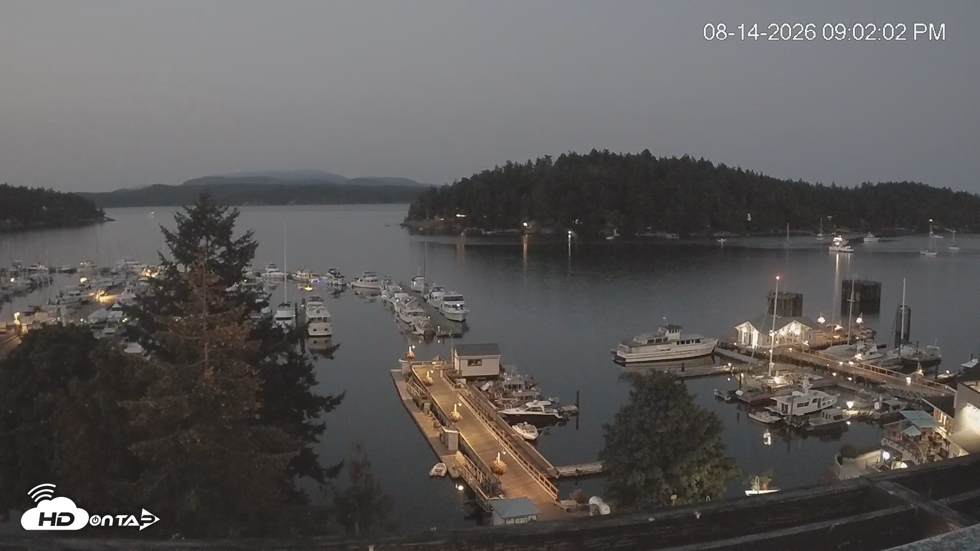 Snapshot of Friday Harbor - San Juan Island Live Webcam taken Aug 14, 2026, 9:02pm PDT