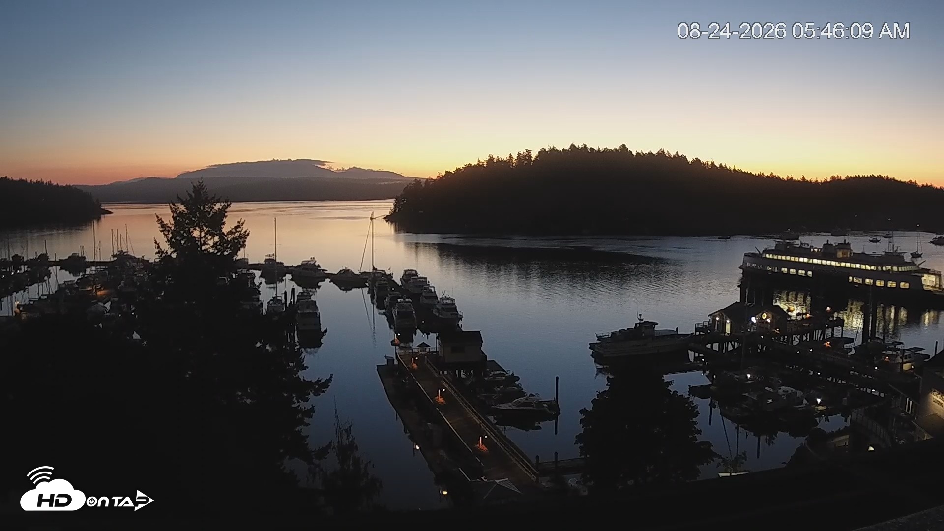 Snapshot of Friday Harbor - San Juan Island Live Webcam taken Aug 24, 2026, 5:46am PDT