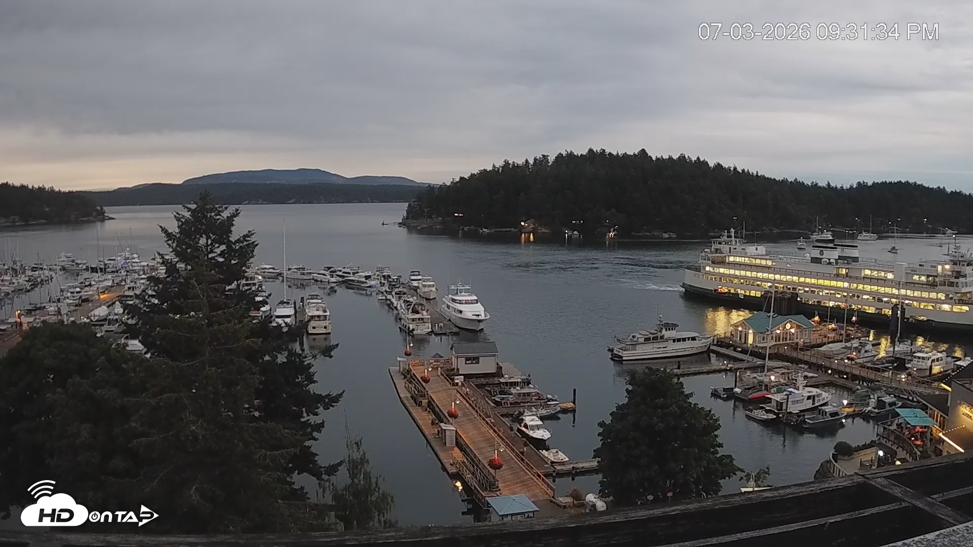 Snapshot of Friday Harbor - San Juan Island Live Webcam taken Jul 3, 2026, 9:32pm PDT