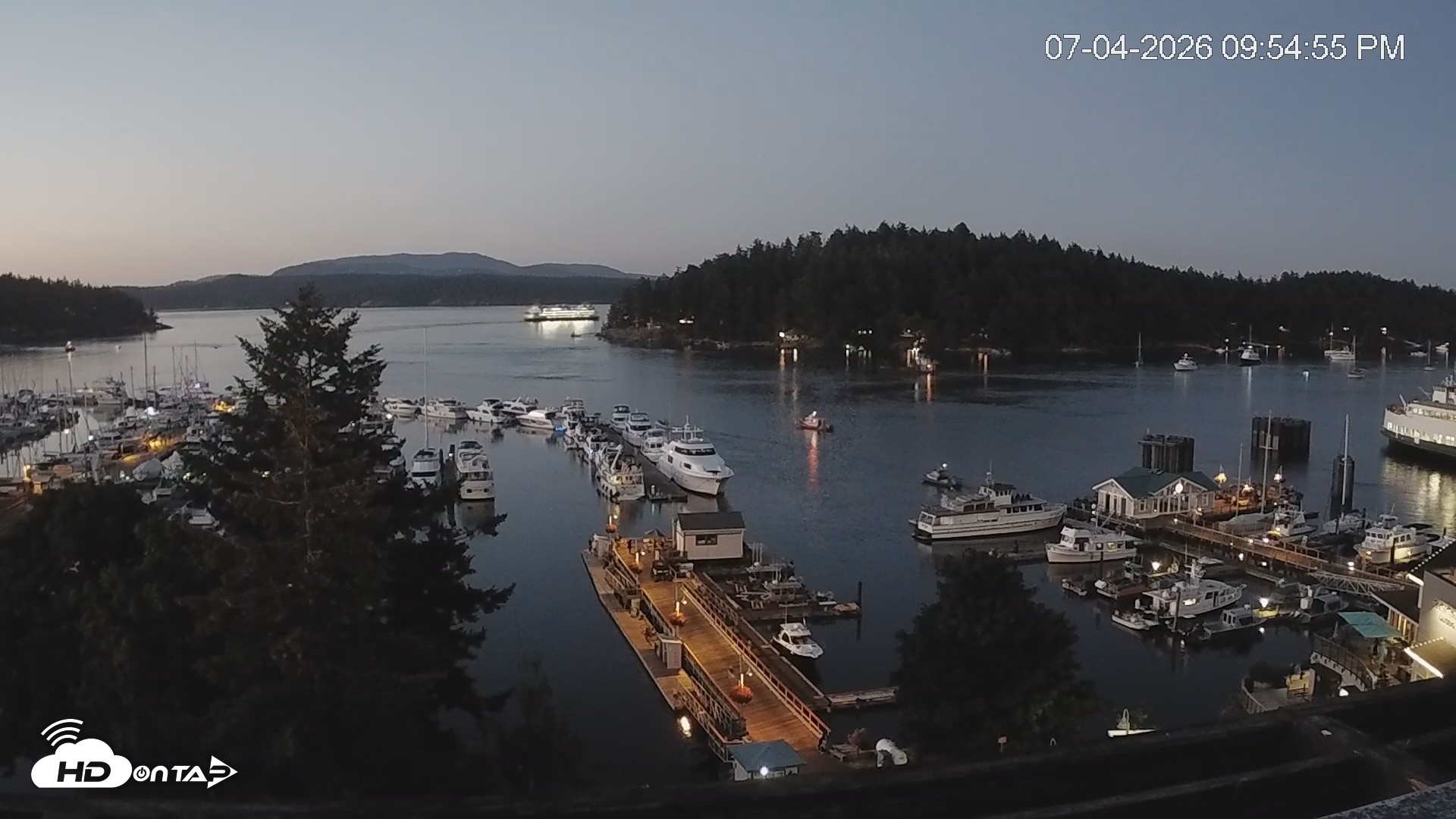 Snapshot of Friday Harbor - San Juan Island Live Webcam taken Jul 4, 2026, 9:55pm PDT