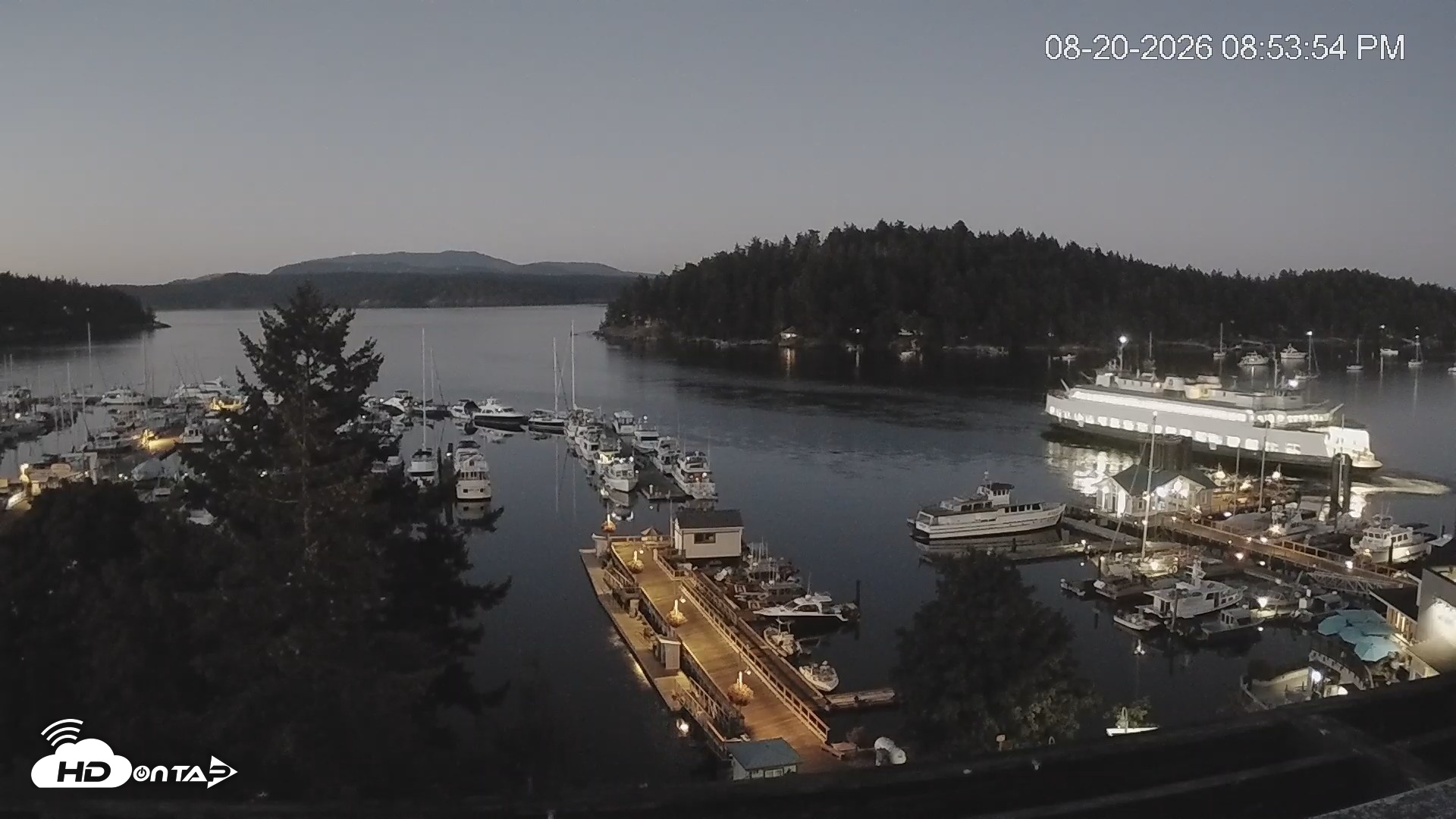 Snapshot of Friday Harbor - San Juan Island Live Webcam taken Aug 20, 2026, 8:58pm PDT