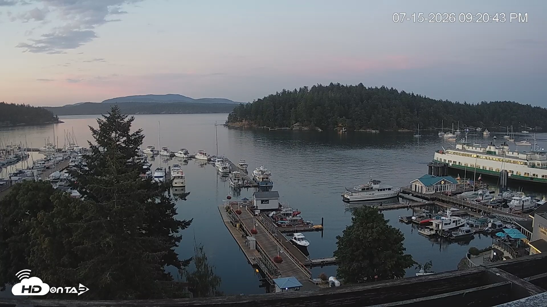 Snapshot of Friday Harbor - San Juan Island Live Webcam taken Jul 15, 2026, 9:21pm PDT