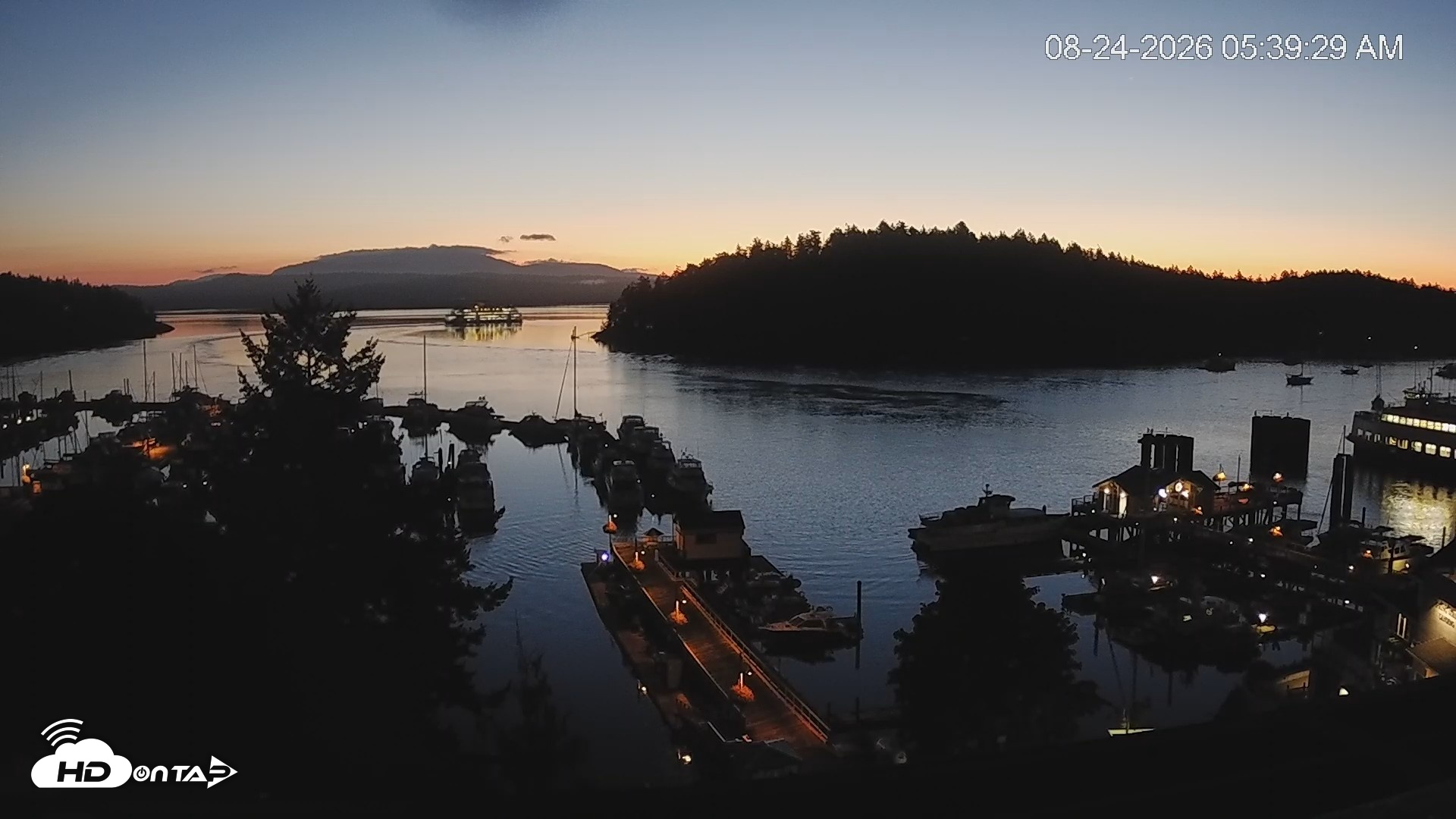 Snapshot of Friday Harbor - San Juan Island Live Webcam taken Aug 24, 2026, 5:40am PDT