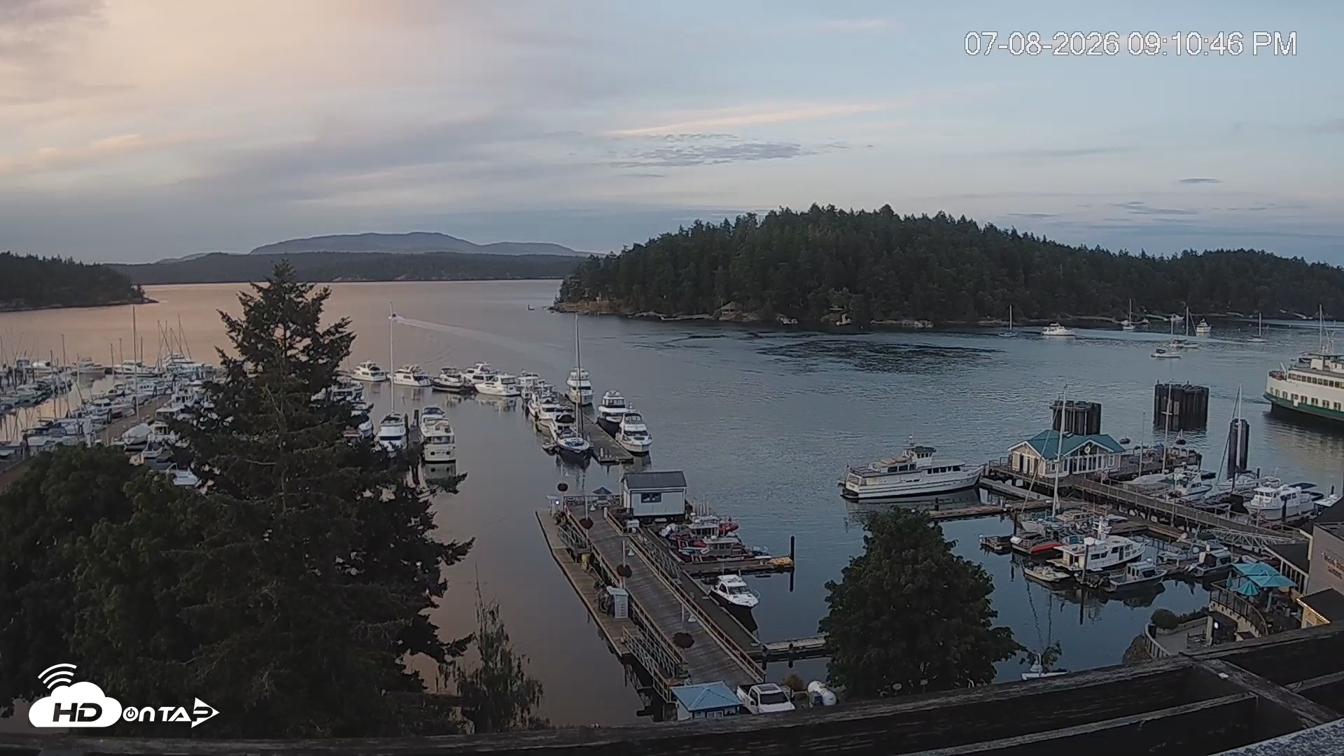Snapshot of Friday Harbor - San Juan Island Live Webcam taken Jul 8, 2026, 9:11pm PDT