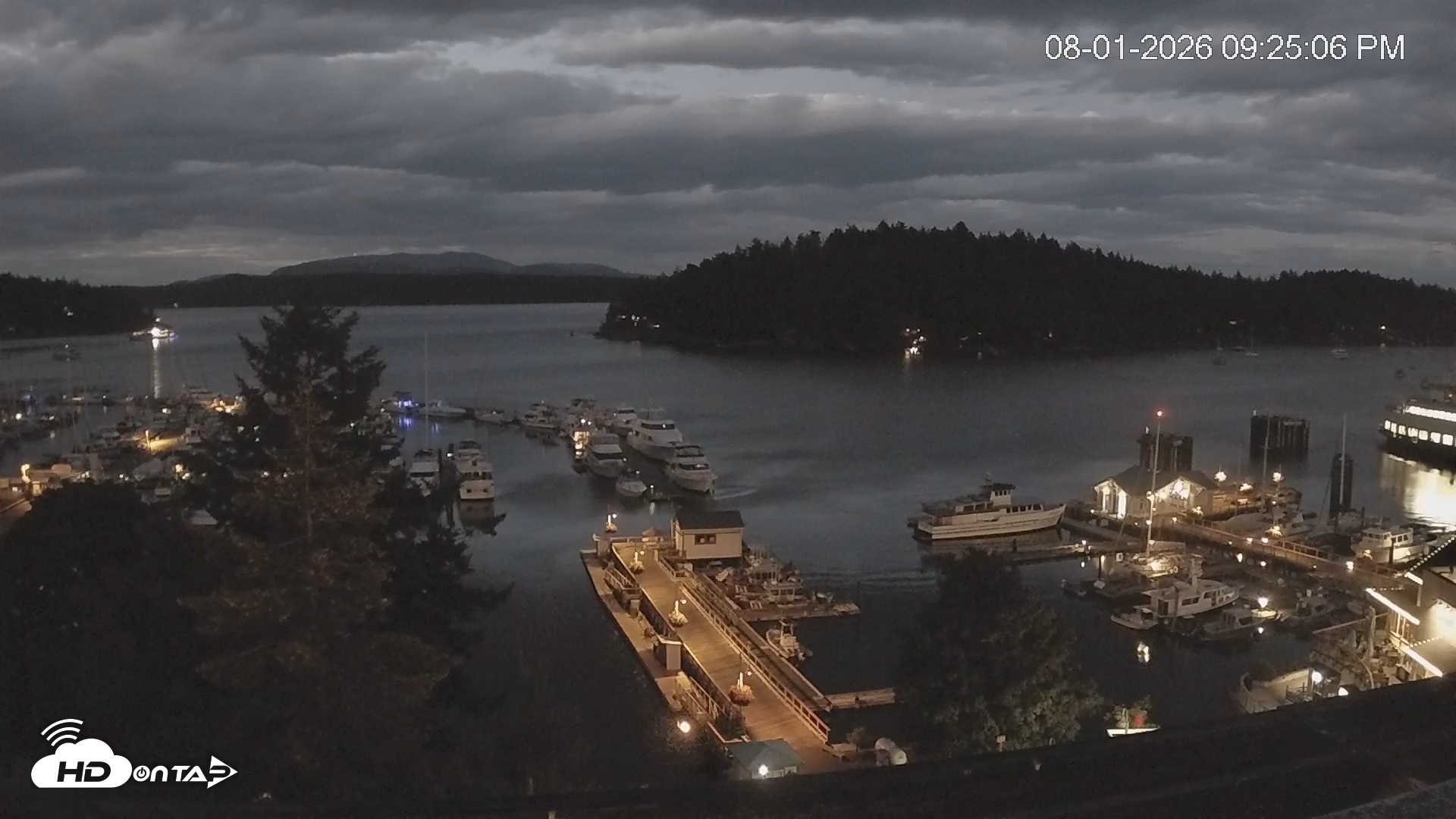 Snapshot of Friday Harbor - San Juan Island Live Webcam taken Aug 1, 2026, 9:25pm PDT