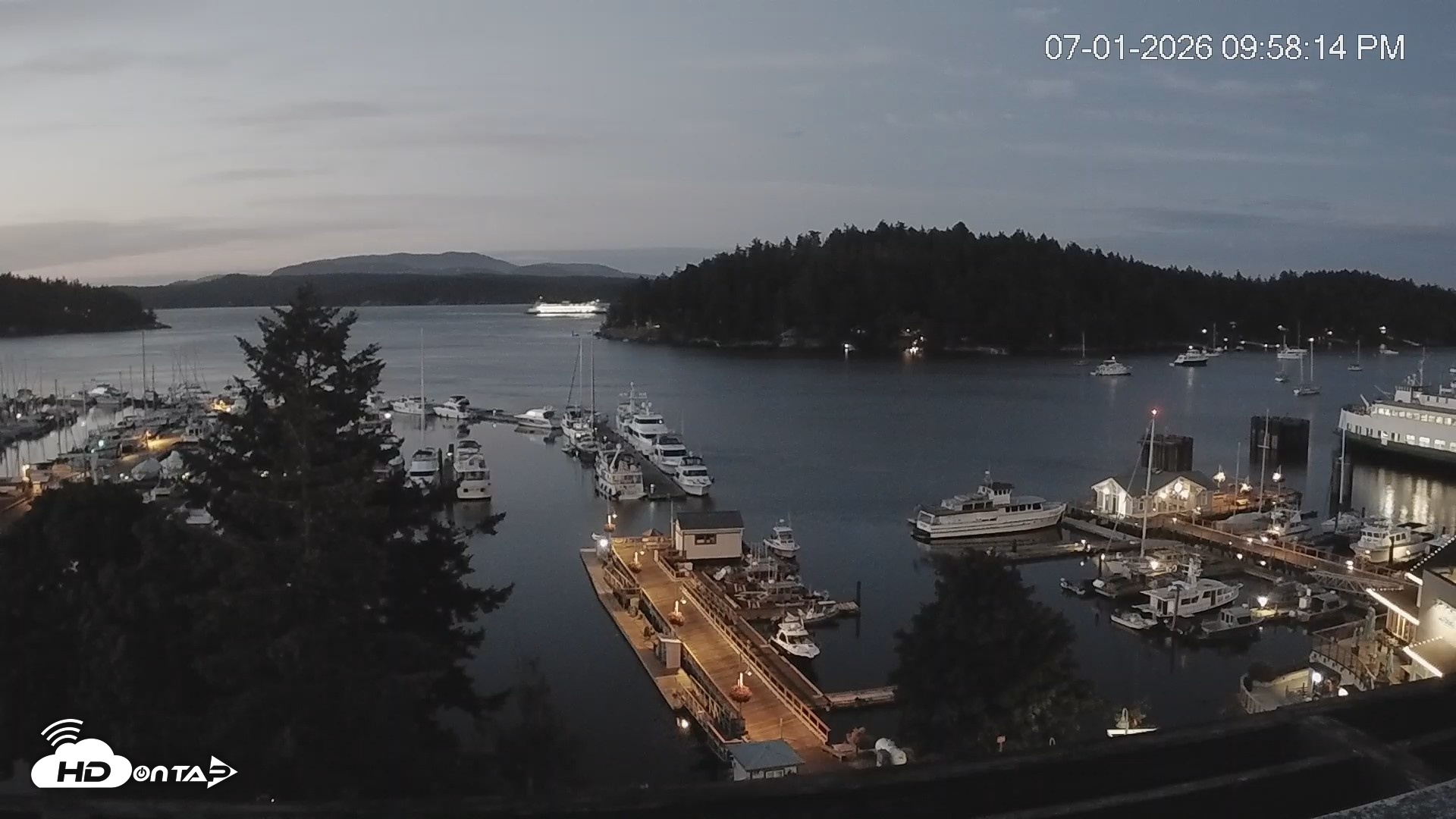 Snapshot of Friday Harbor - San Juan Island Live Webcam taken Jul 1, 2026, 9:59pm PDT