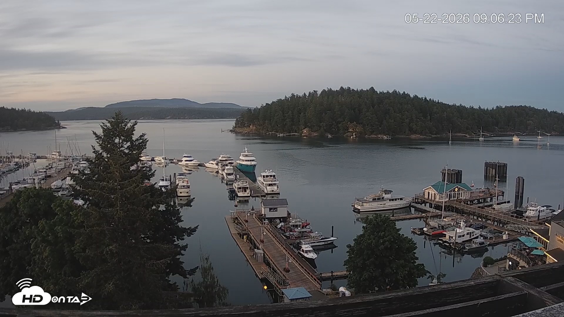 Snapshot of Friday Harbor - San Juan Island Live Webcam taken May 22, 2026, 9:07pm PDT