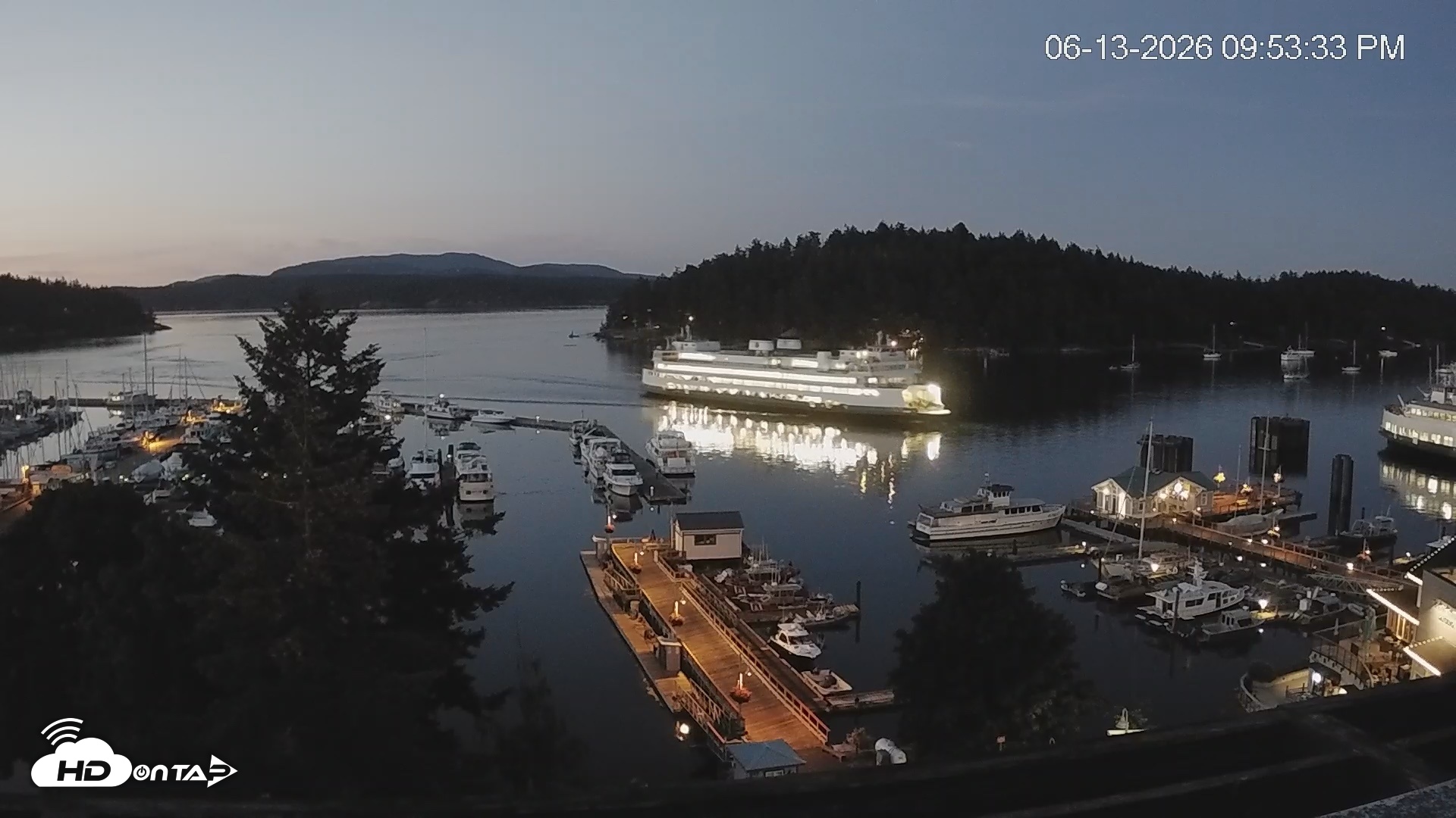 Snapshot of Friday Harbor - San Juan Island Live Webcam taken Jun 13, 2026, 9:54pm PDT