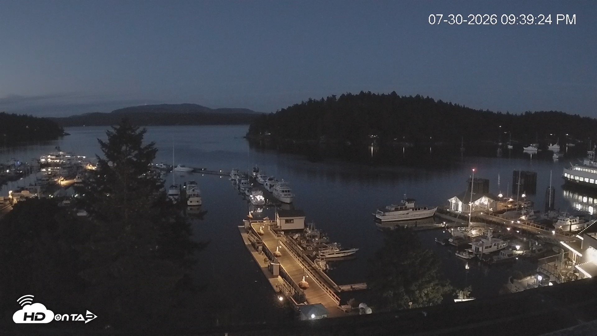 Snapshot of Friday Harbor - San Juan Island Live Webcam taken Jul 30, 2026, 9:40pm PDT