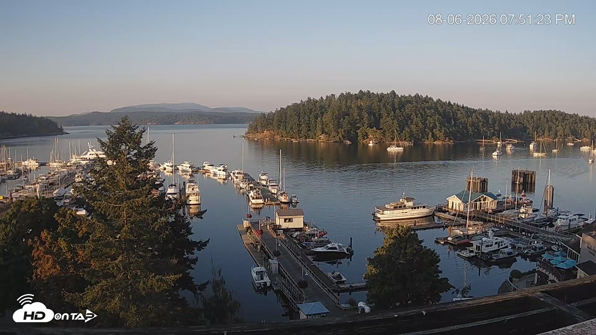 Snapshot of Friday Harbor - San Juan Island Live Webcam taken Aug 6, 2026, 7:52pm PDT