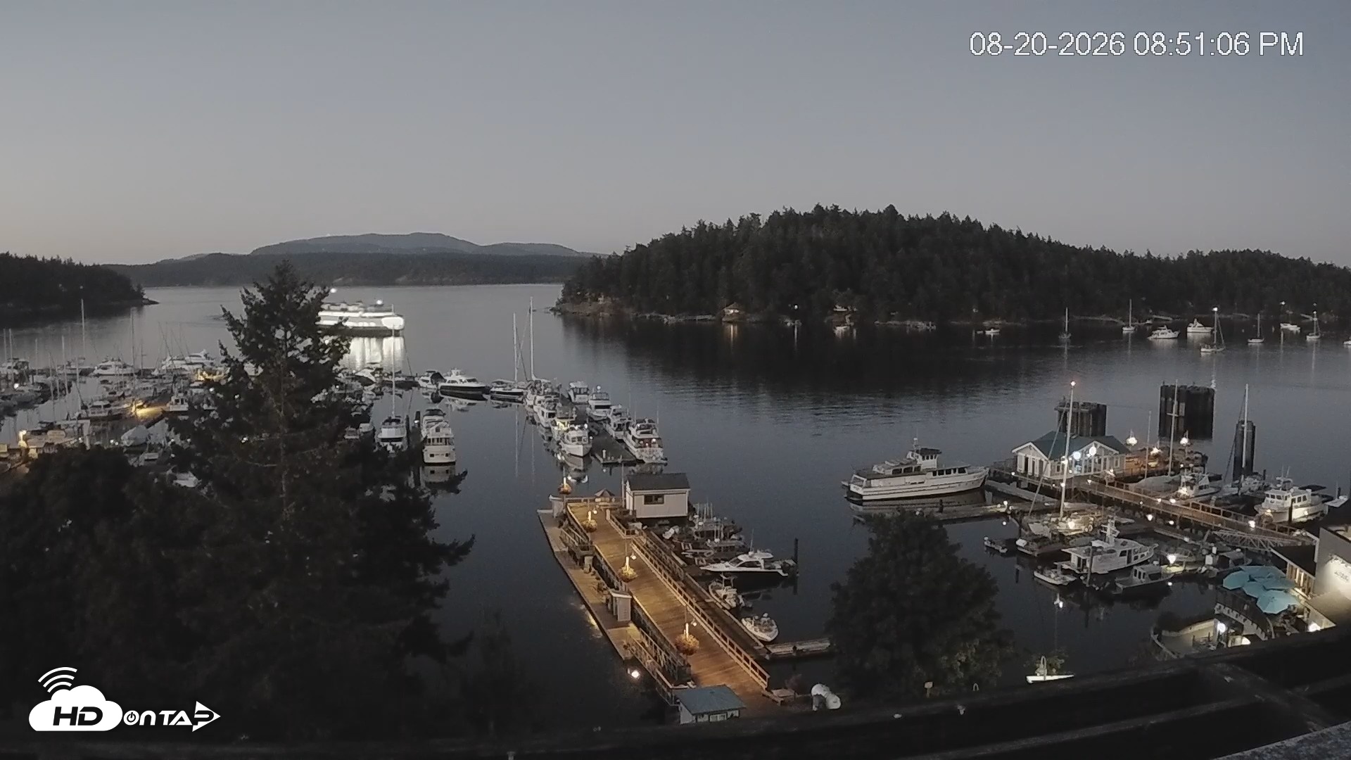 Snapshot of Friday Harbor - San Juan Island Live Webcam taken Aug 20, 2026, 8:55pm PDT