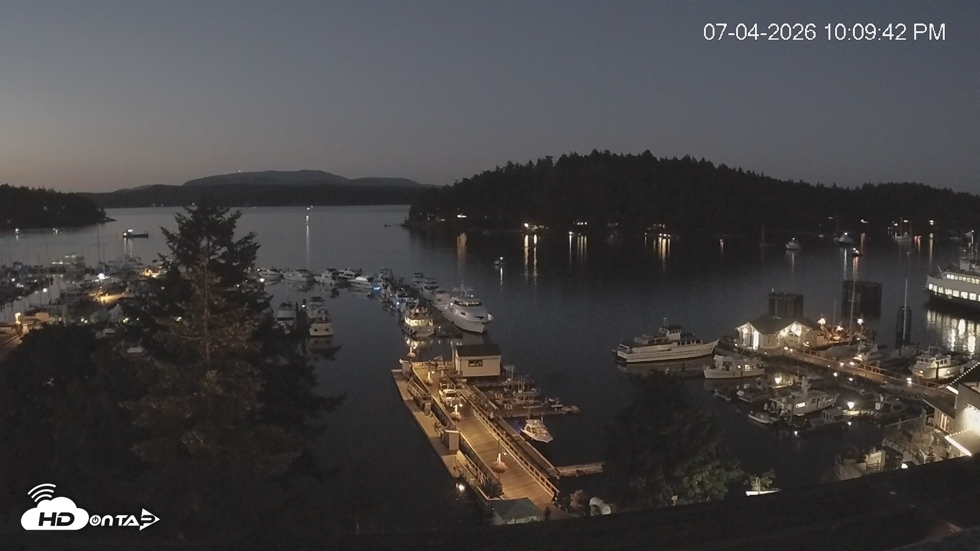 Snapshot of Friday Harbor - San Juan Island Live Webcam taken Jul 4, 2026, 10:10pm PDT