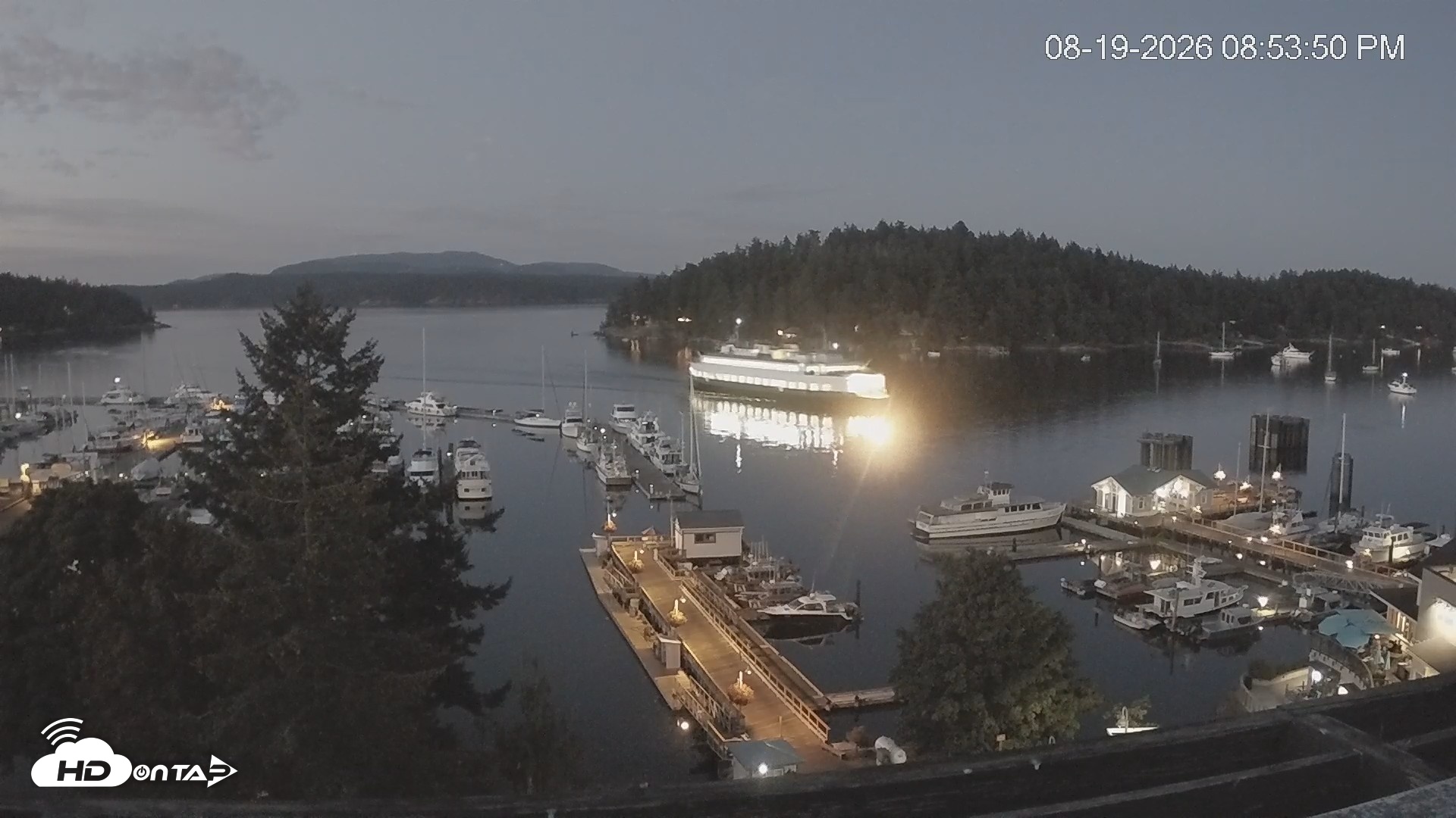 Snapshot of Friday Harbor - San Juan Island Live Webcam taken Aug 19, 2026, 8:54pm PDT