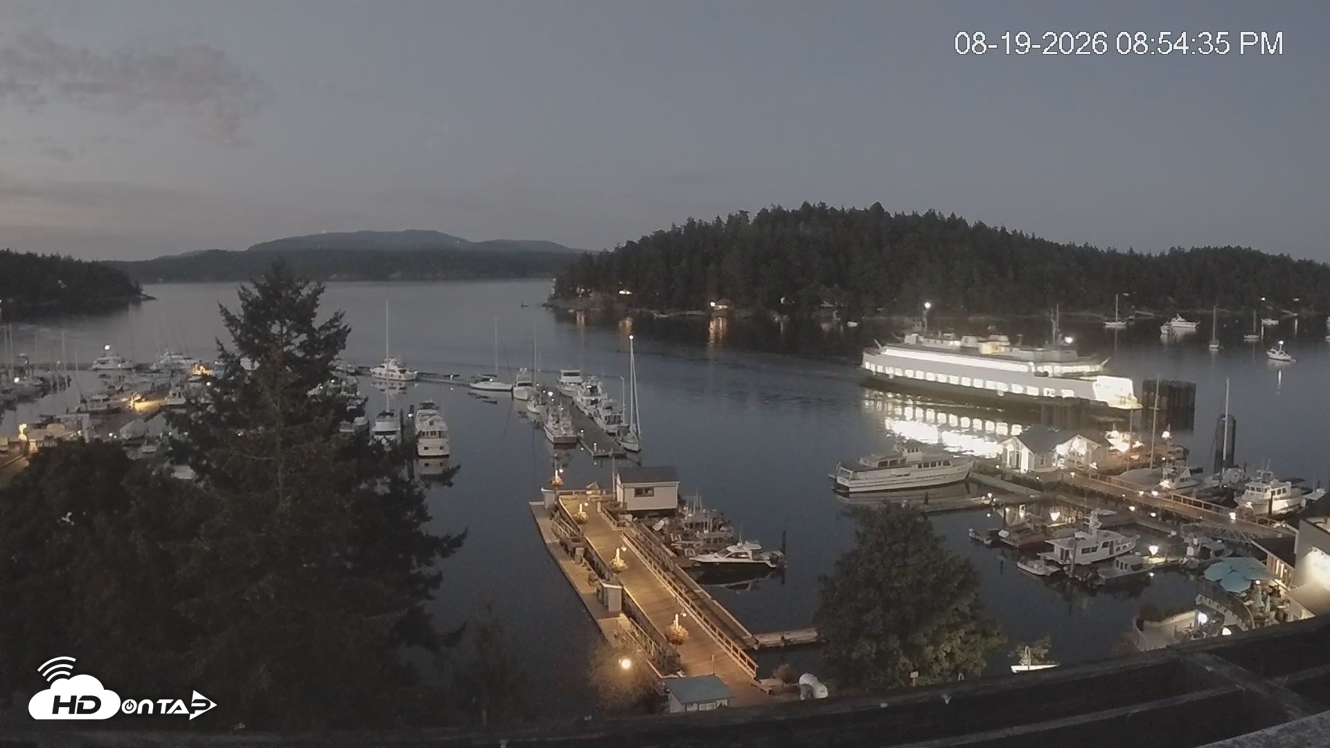 Snapshot of Friday Harbor - San Juan Island Live Webcam taken Aug 19, 2026, 8:55pm PDT