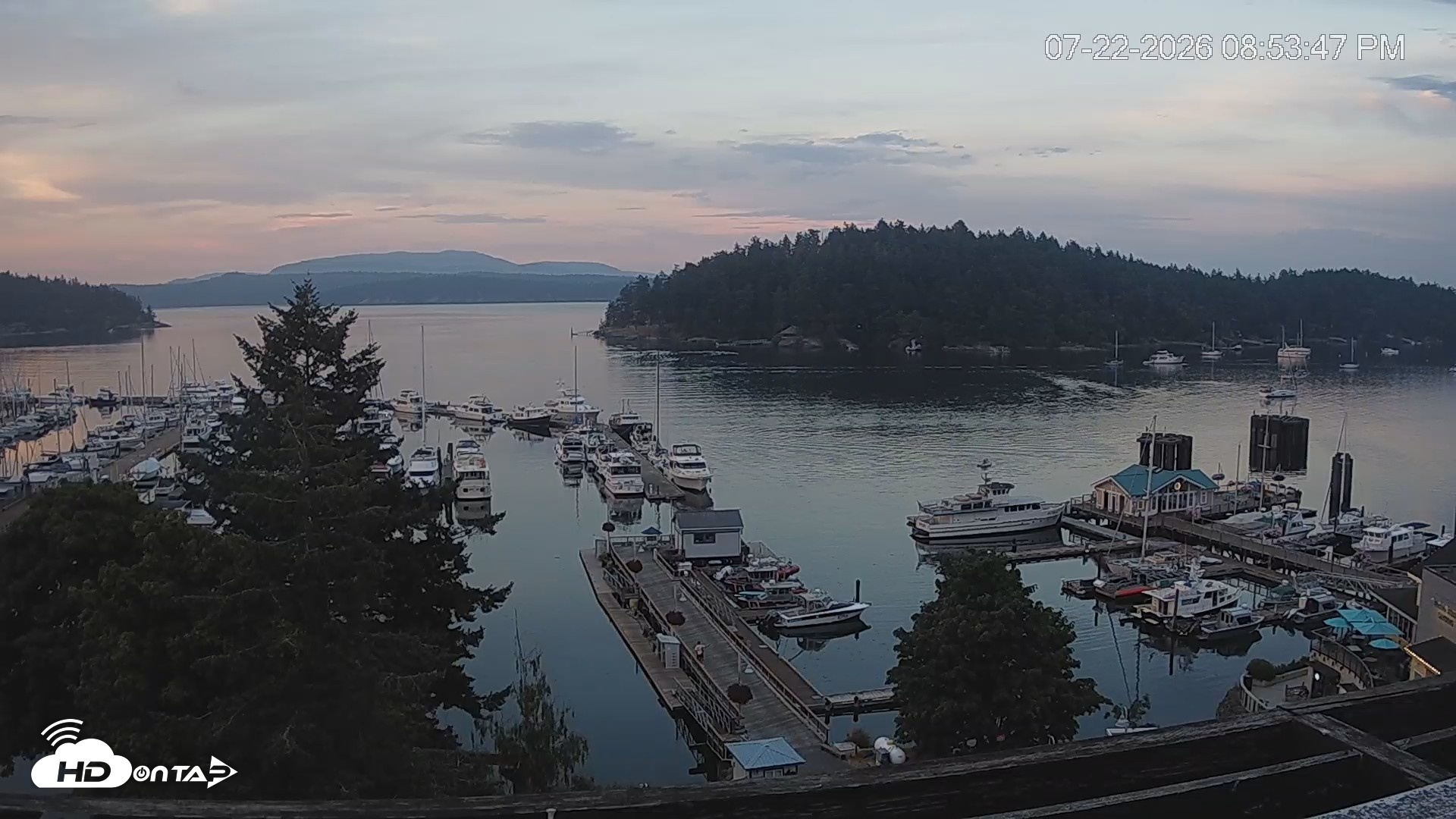 Snapshot of Friday Harbor - San Juan Island Live Webcam taken Jul 22, 2026, 8:54pm PDT