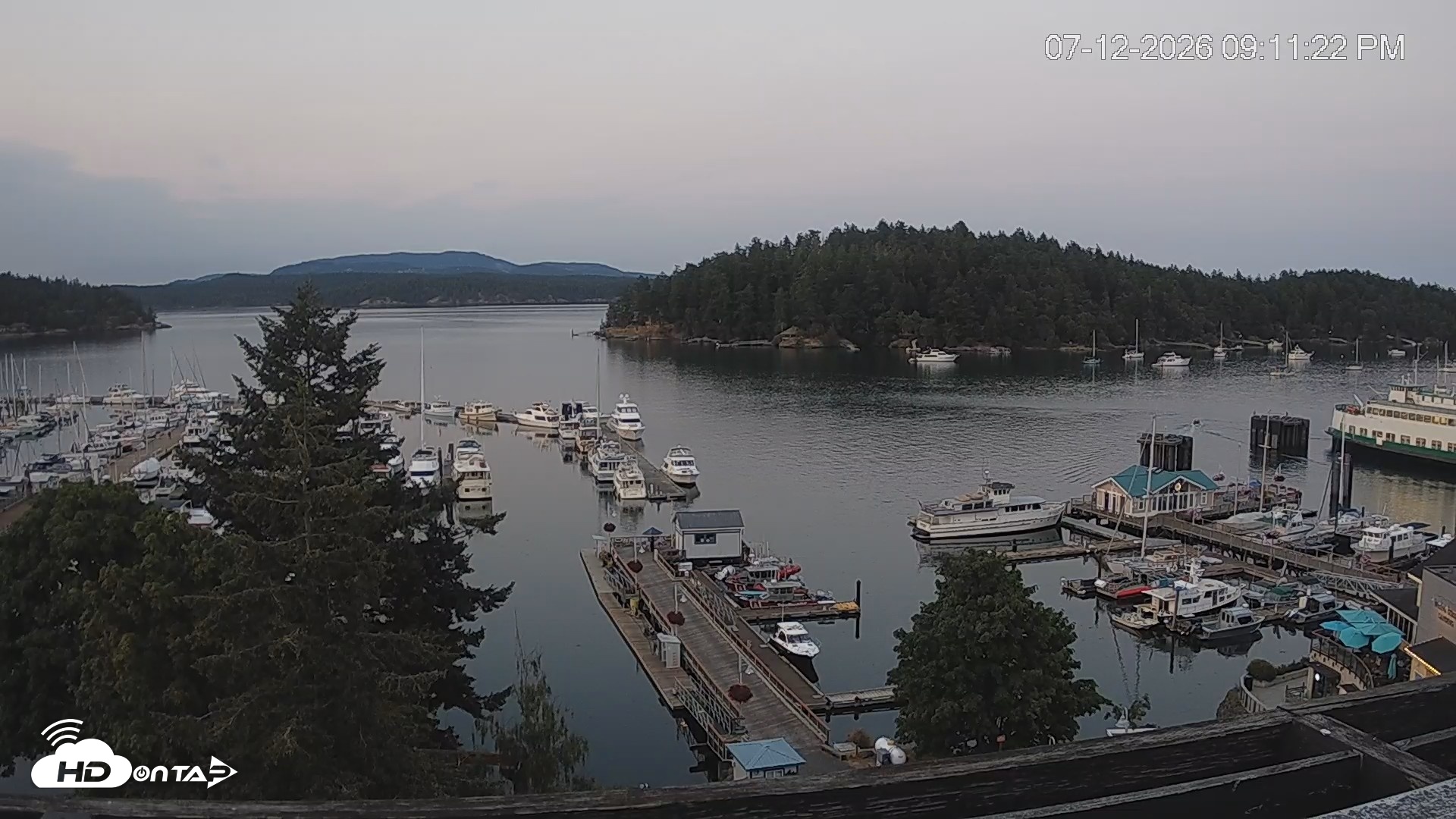 Snapshot of Friday Harbor - San Juan Island Live Webcam taken Jul 12, 2026, 9:12pm PDT