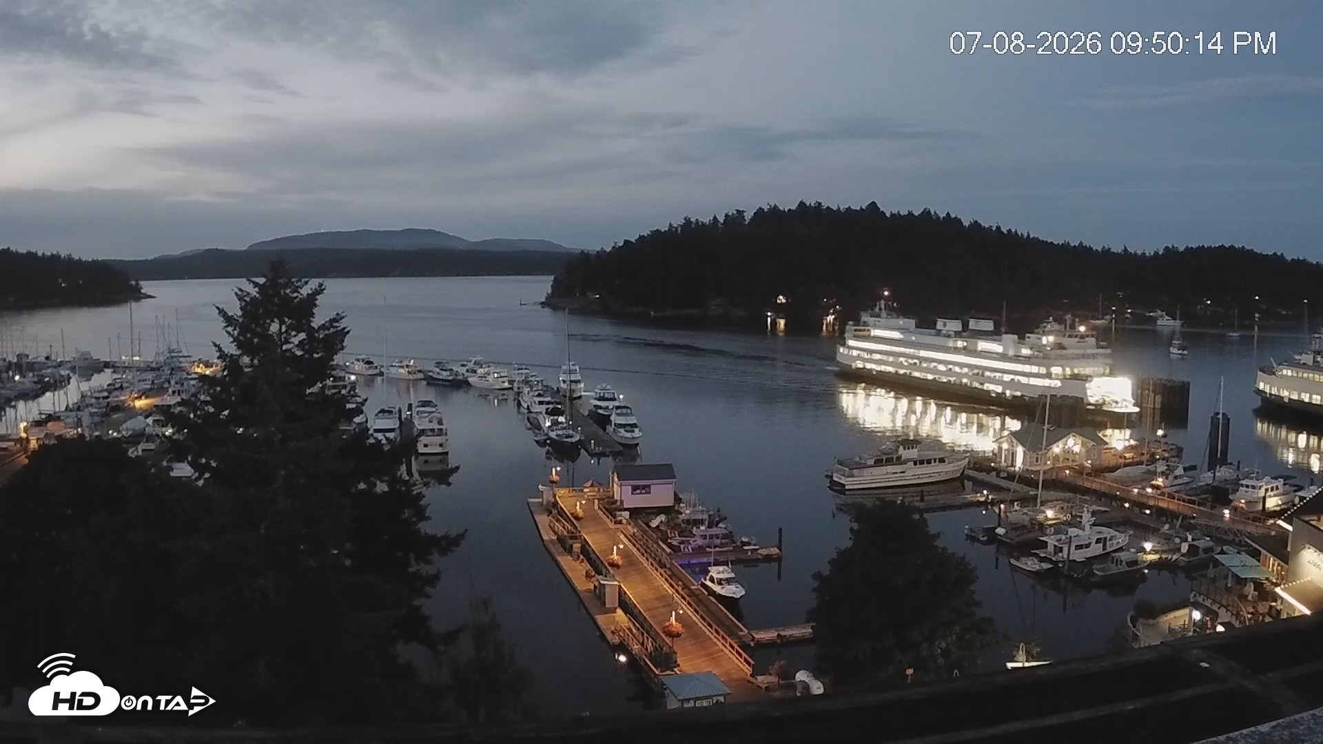 Snapshot of Friday Harbor - San Juan Island Live Webcam taken Jul 8, 2026, 9:51pm PDT