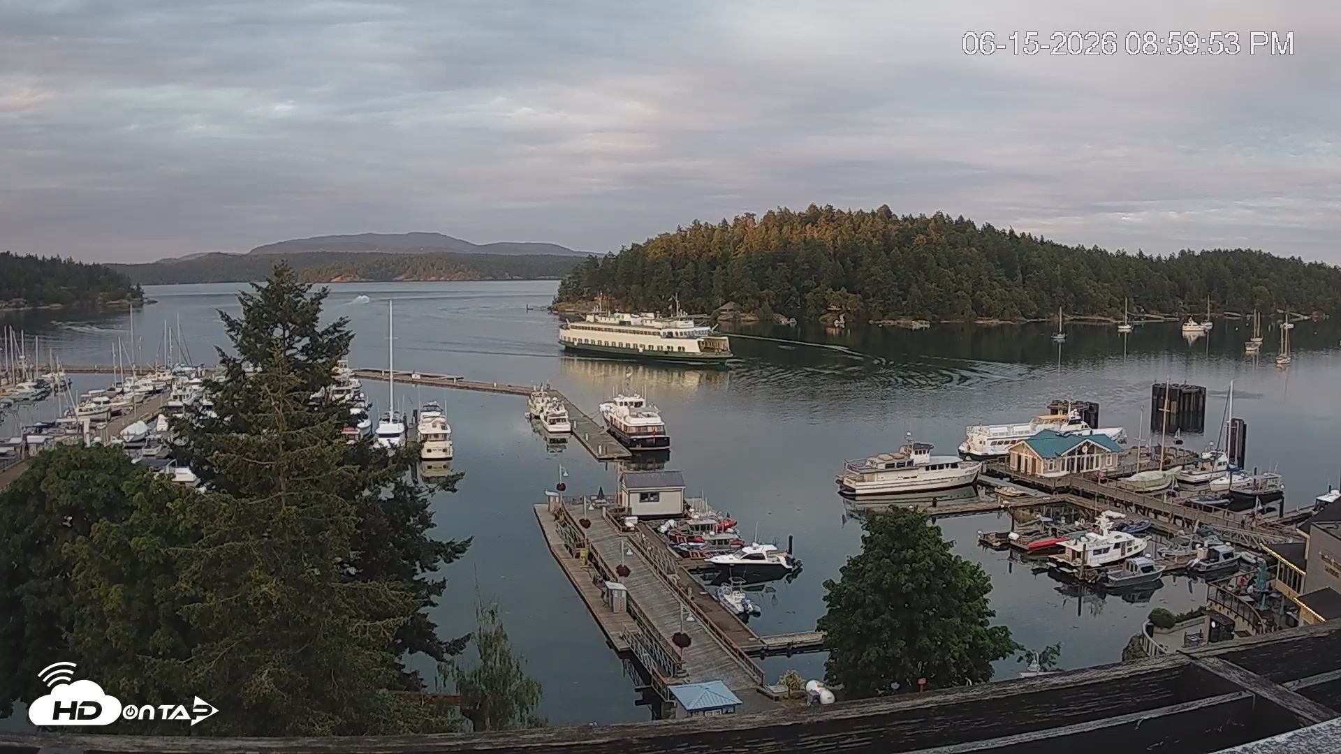 Snapshot of Friday Harbor - San Juan Island Live Webcam taken Jun 15, 2026, 9:00pm PDT
