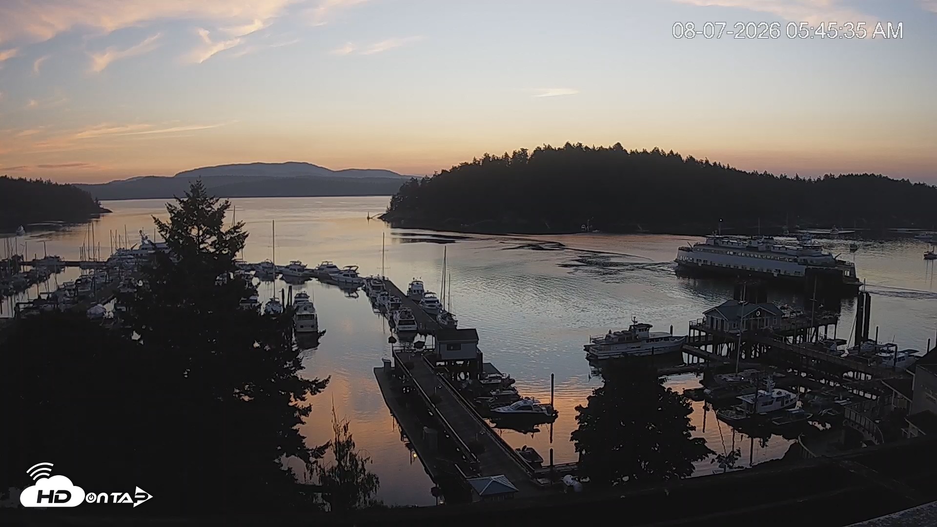 Snapshot of Friday Harbor - San Juan Island Live Webcam taken Aug 7, 2026, 5:46am PDT