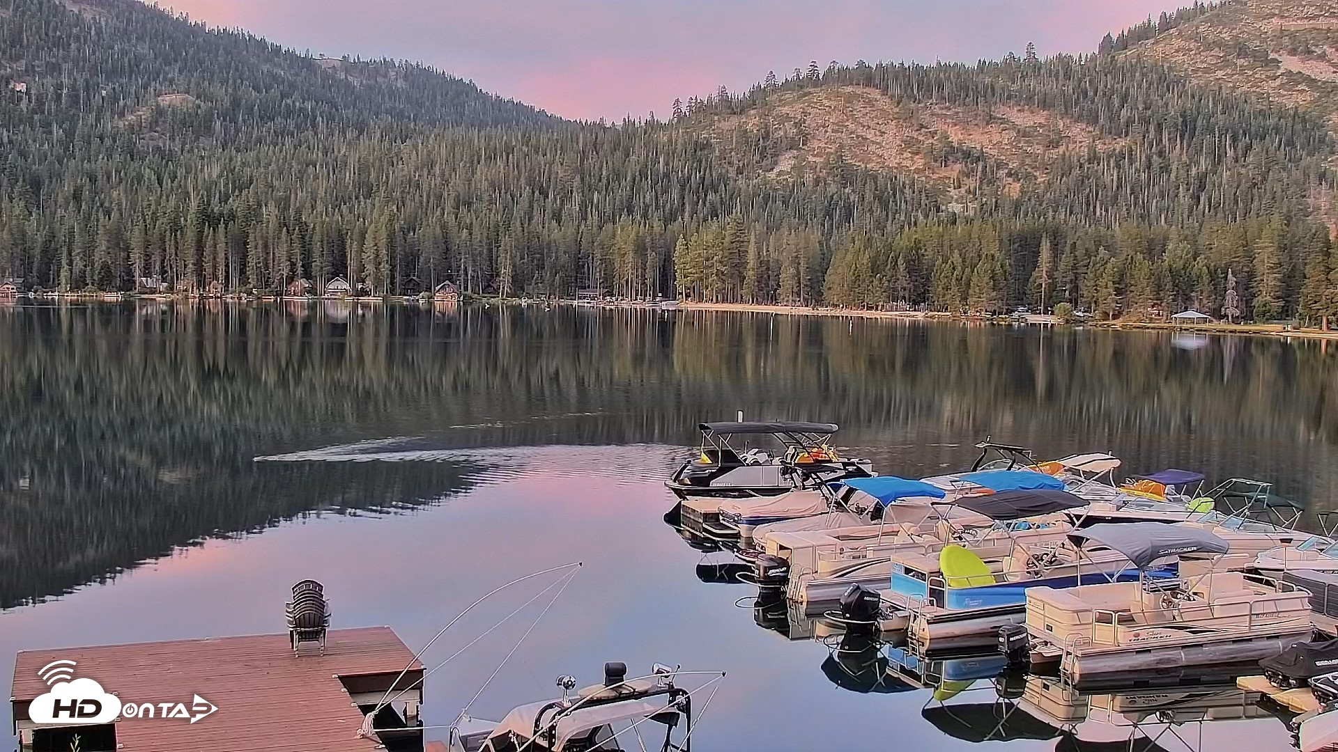 Snapshot of Donner Lake and Village Live Webcam taken Aug 12, 2026, 6:08am PDT