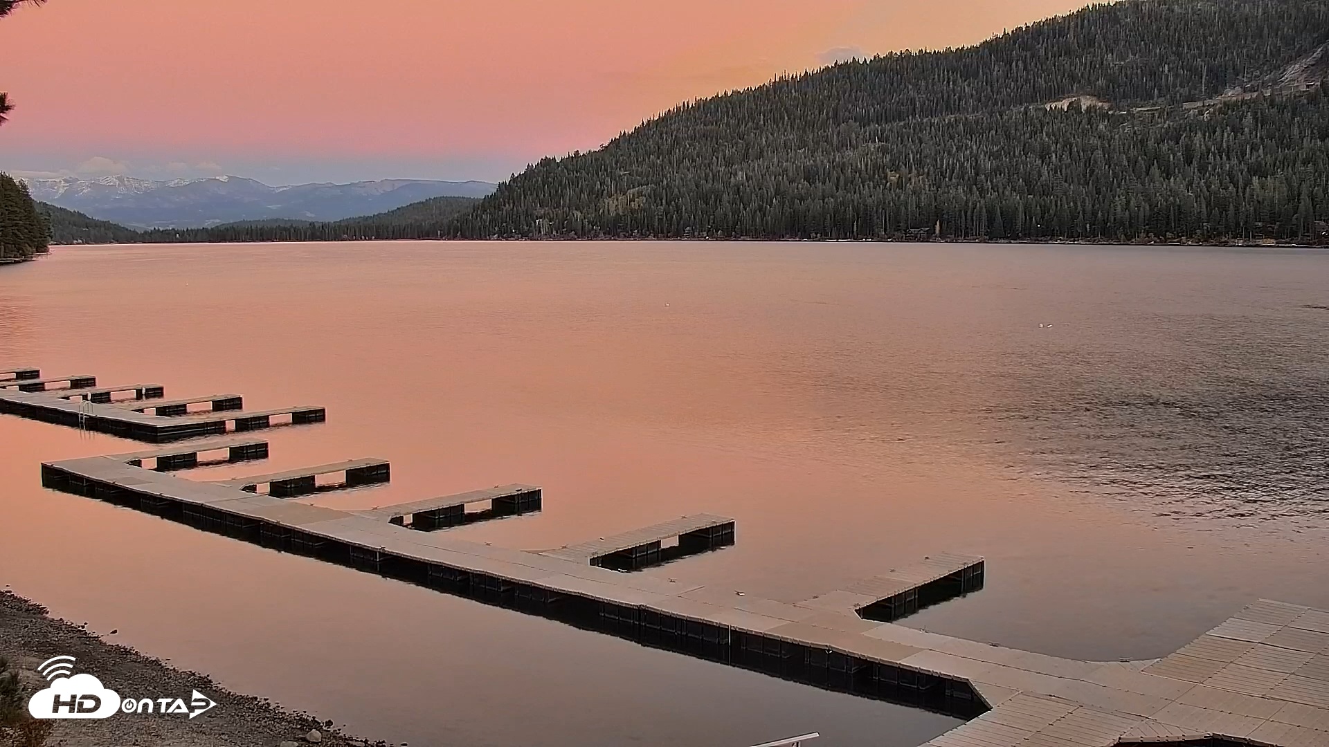 Snapshot of Donner Lake and Village Live Webcam taken Oct 19, 2025, 6:25pm PDT