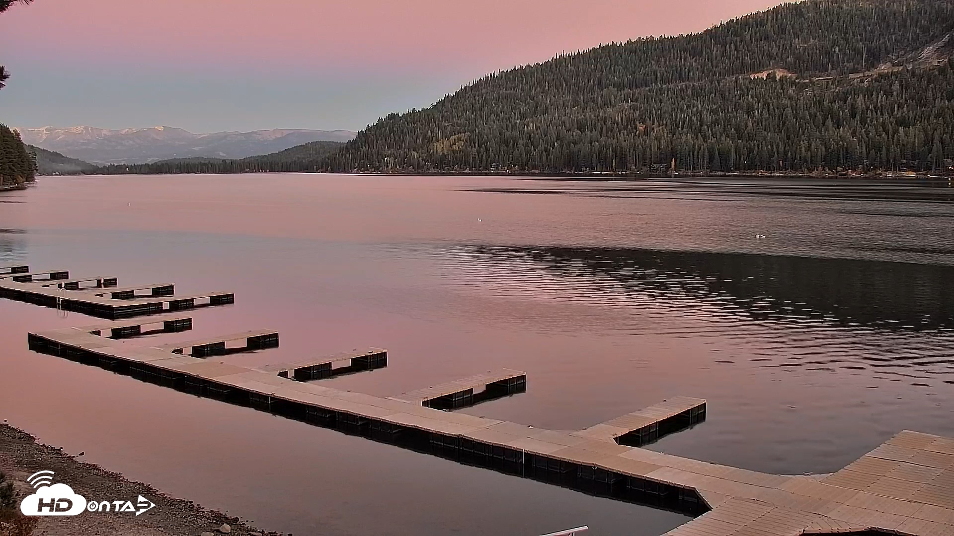 Snapshot of Donner Lake and Village Live Webcam taken Oct 20, 2025, 6:28pm PDT