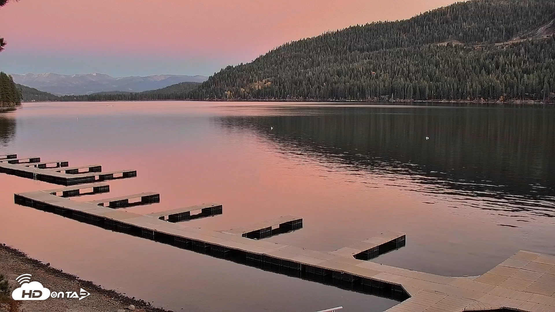 Snapshot of Donner Lake and Village Live Webcam taken Oct 29, 2025, 6:15pm PDT