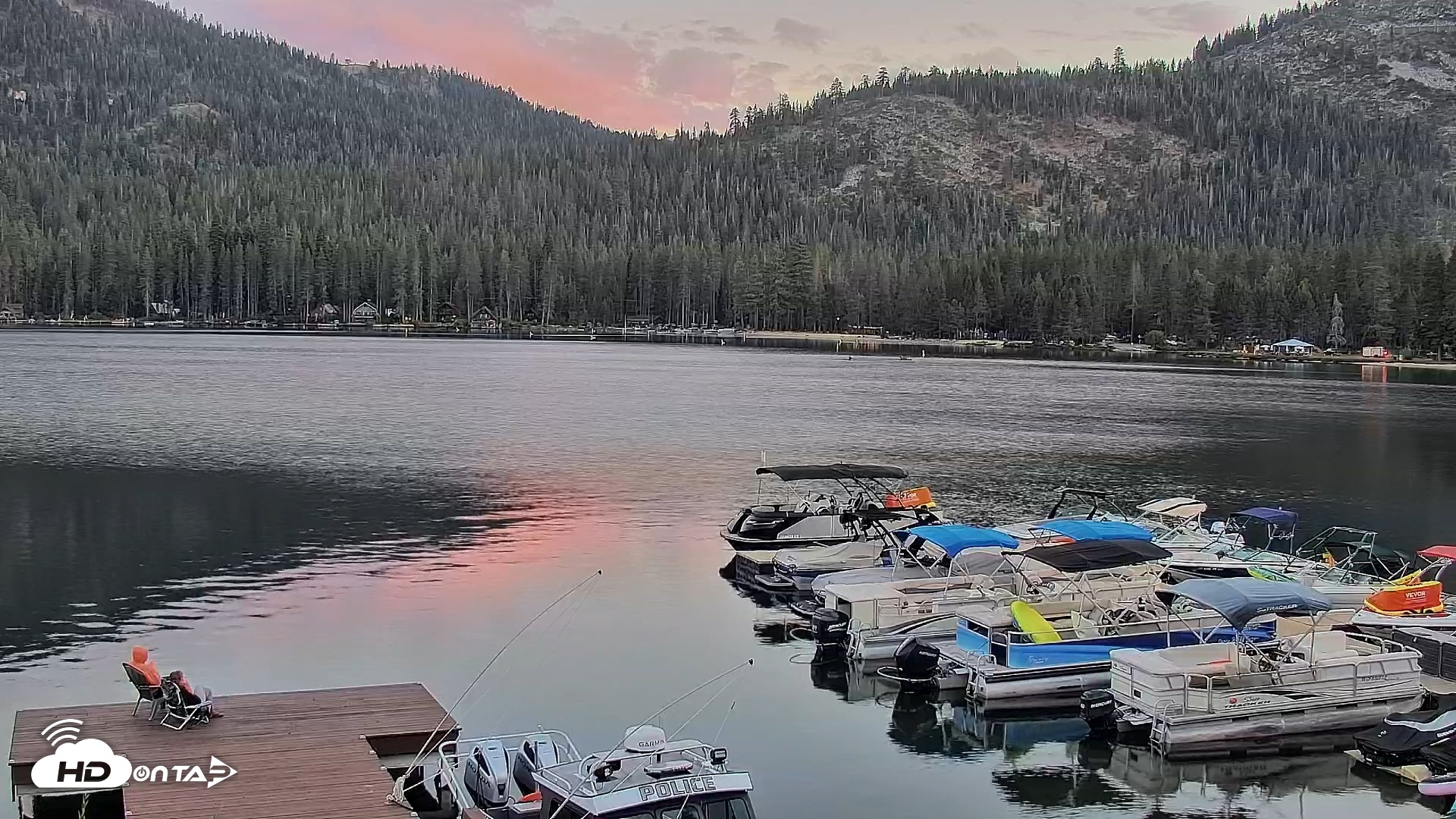 Snapshot of Donner Lake and Village Live Webcam taken Aug 28, 2026, 7:41pm PDT