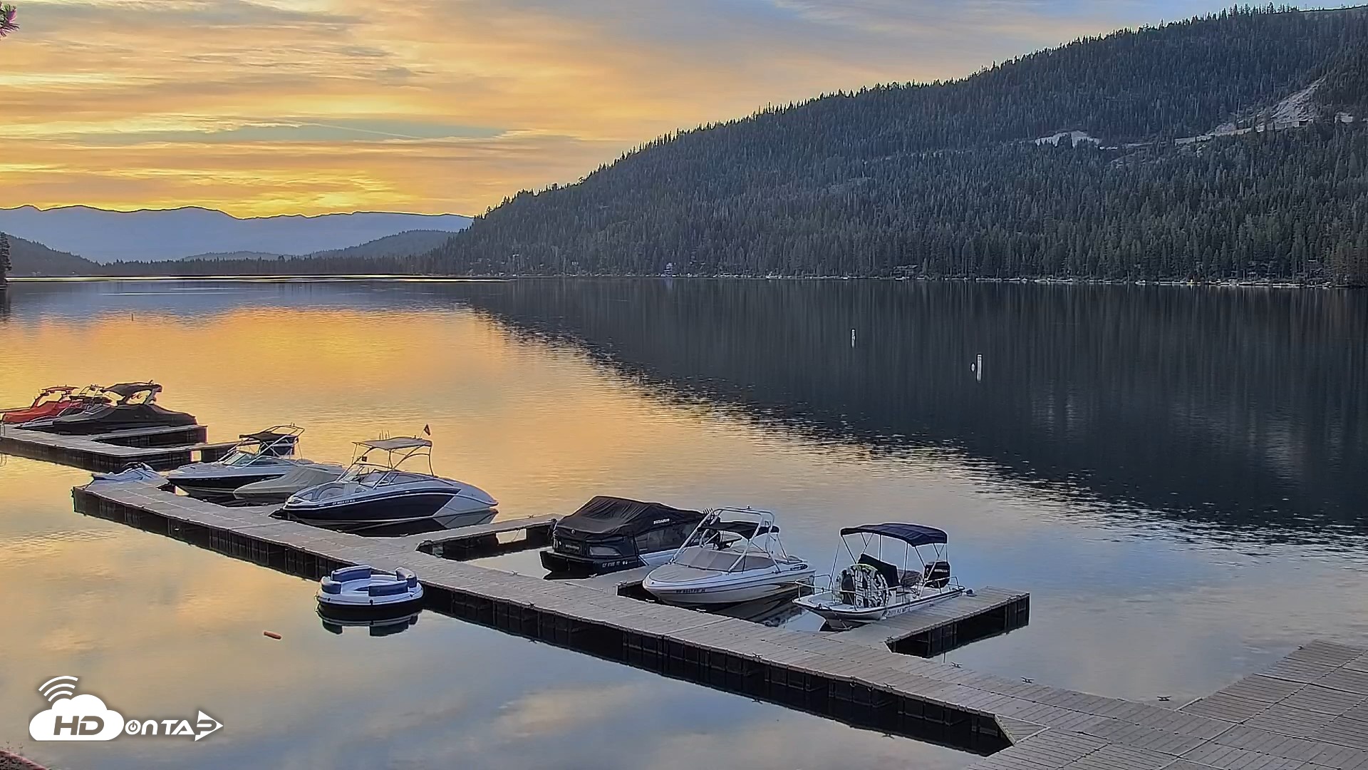 Snapshot of Donner Lake and Village Live Webcam taken Aug 19, 2026, 6:33am PDT