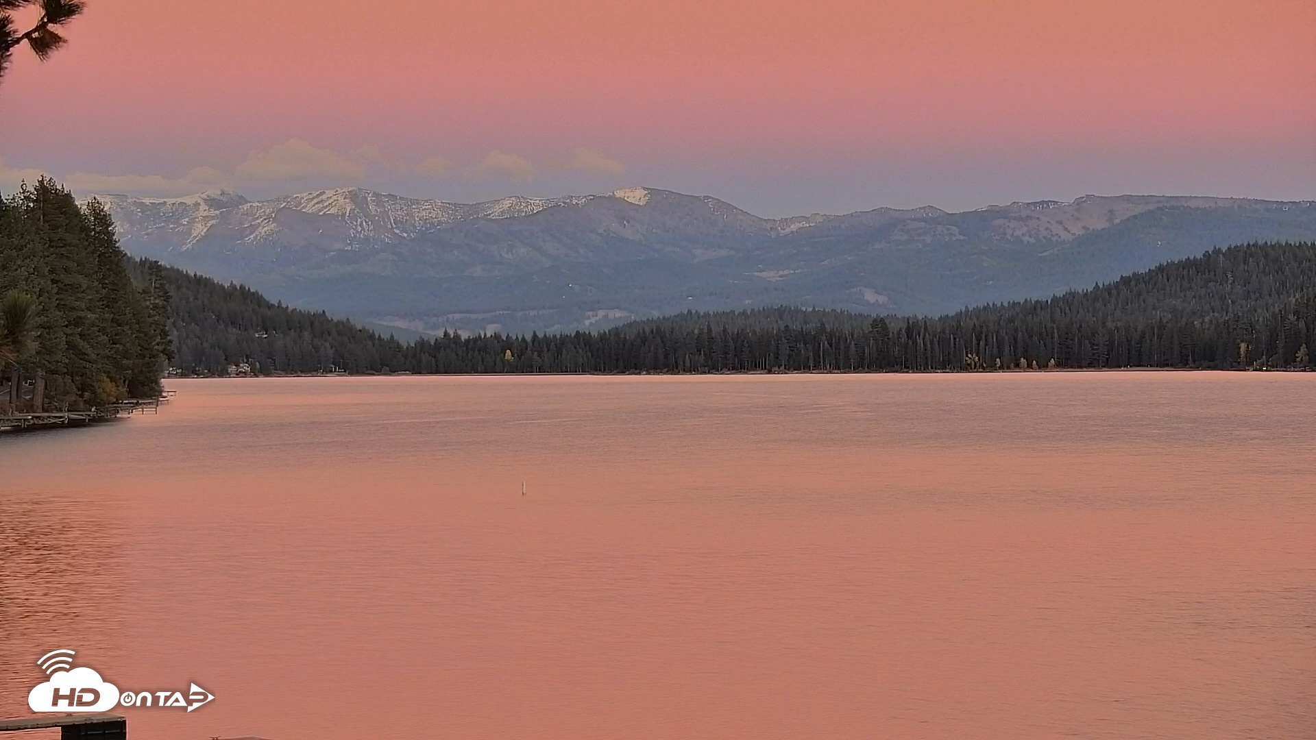 Snapshot of Donner Lake and Village Live Webcam taken Oct 19, 2025, 6:24pm PDT