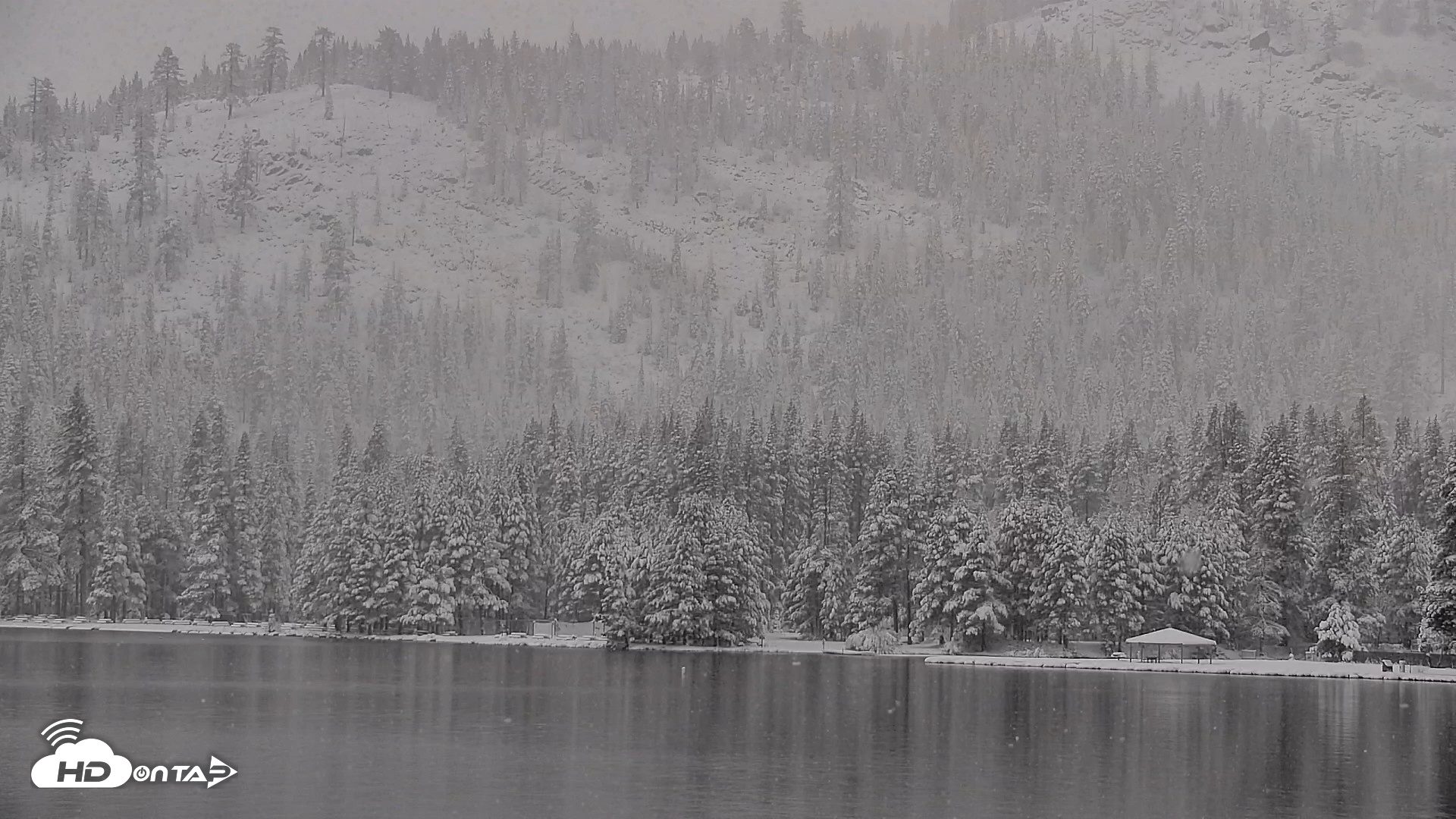 Snapshot of Donner Lake and Village Live Webcam taken Apr 12, 2026, 8:39am PDT