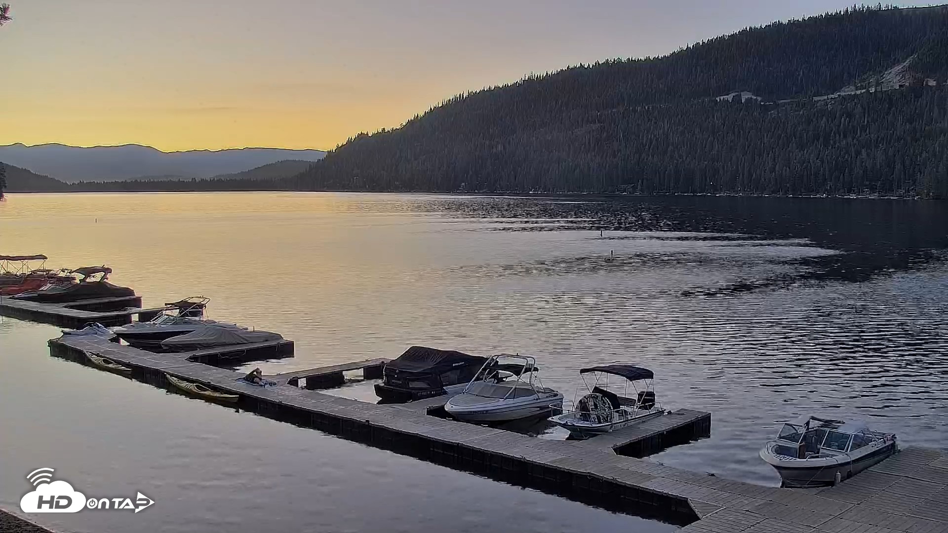 Snapshot of Donner Lake and Village Live Webcam taken Aug 27, 2026, 6:12am PDT